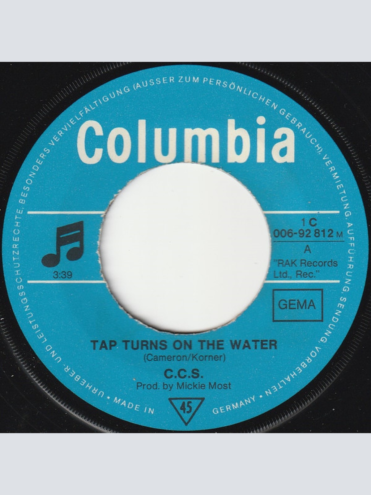 Vinyl / C.C.S.* - Tap Turns On The Water