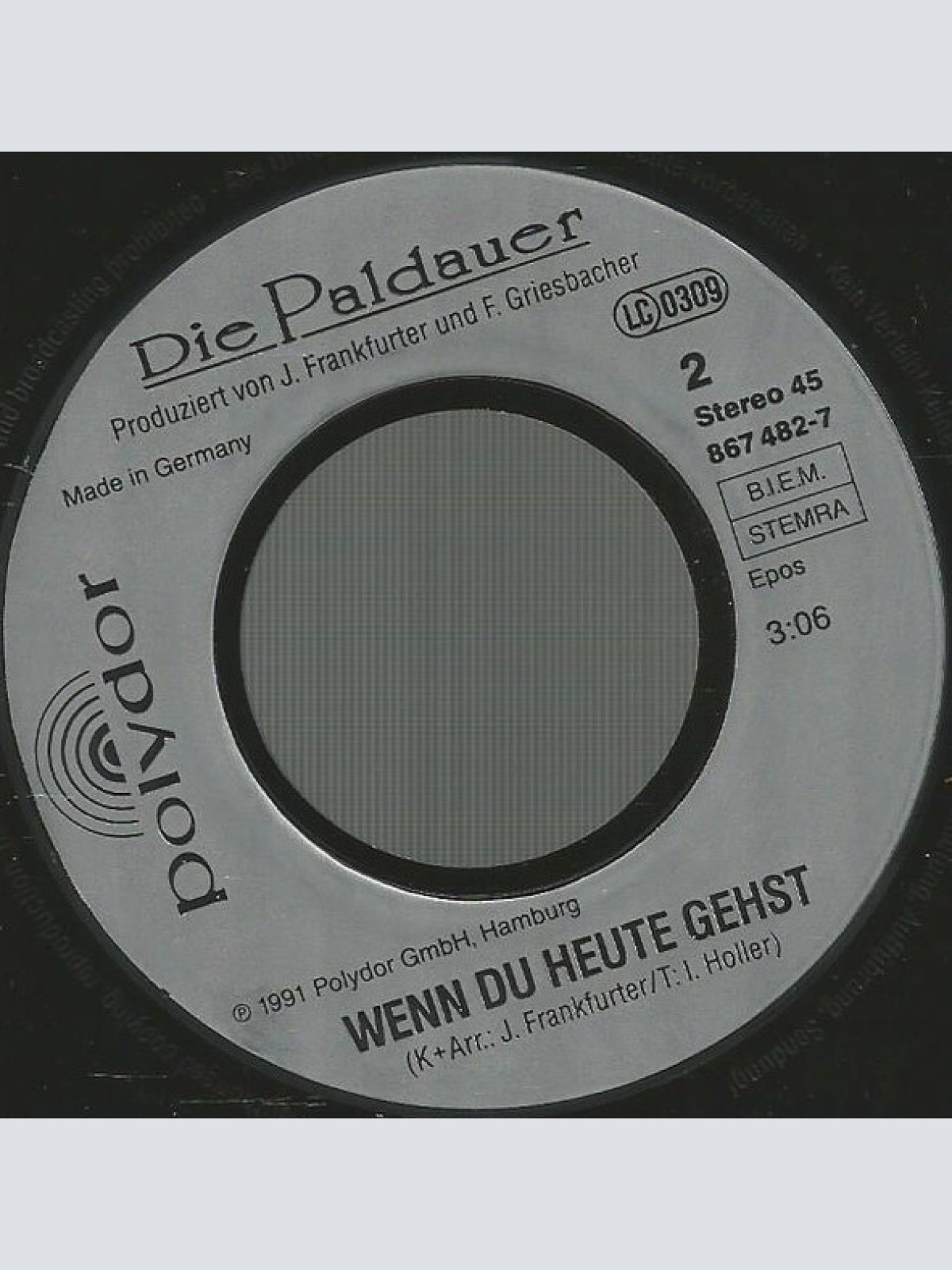 Vinyl / Die Paldauer - Schwarzer Engel Einsamkeit