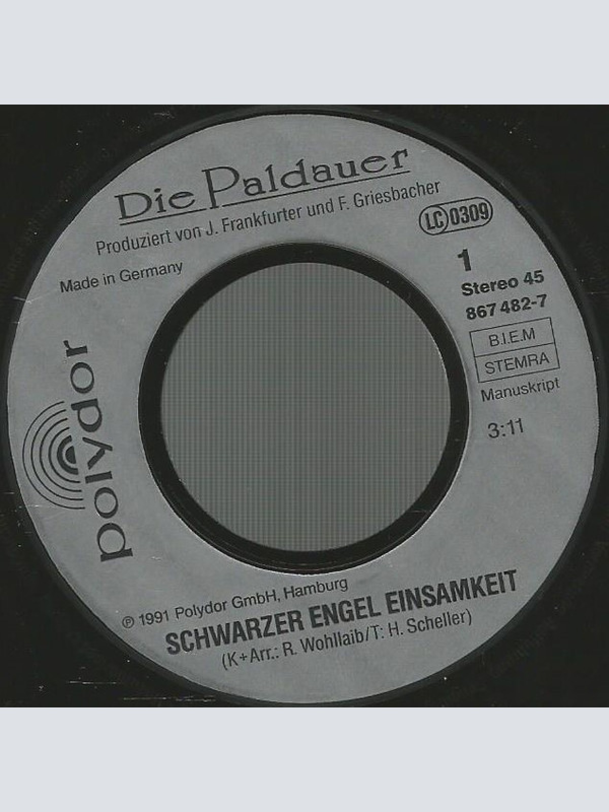 Vinyl / Die Paldauer - Schwarzer Engel Einsamkeit