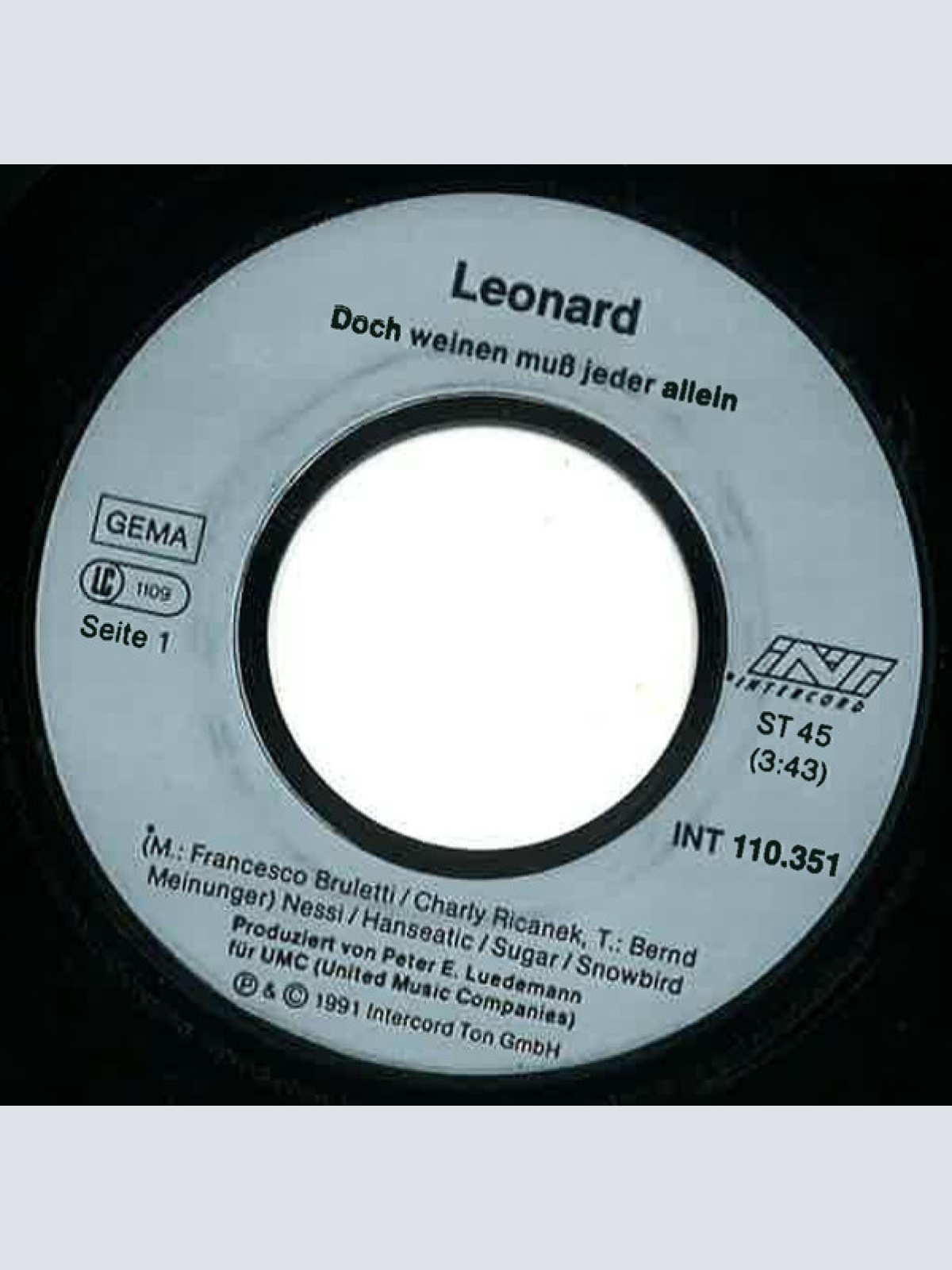 Vinyl / Leonard - Doch Weinen Muß Jeder Allein