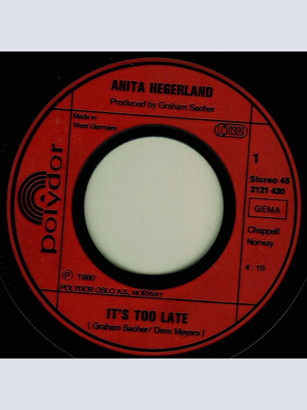 Vinyl / Anita Hegerland - It's Too Late