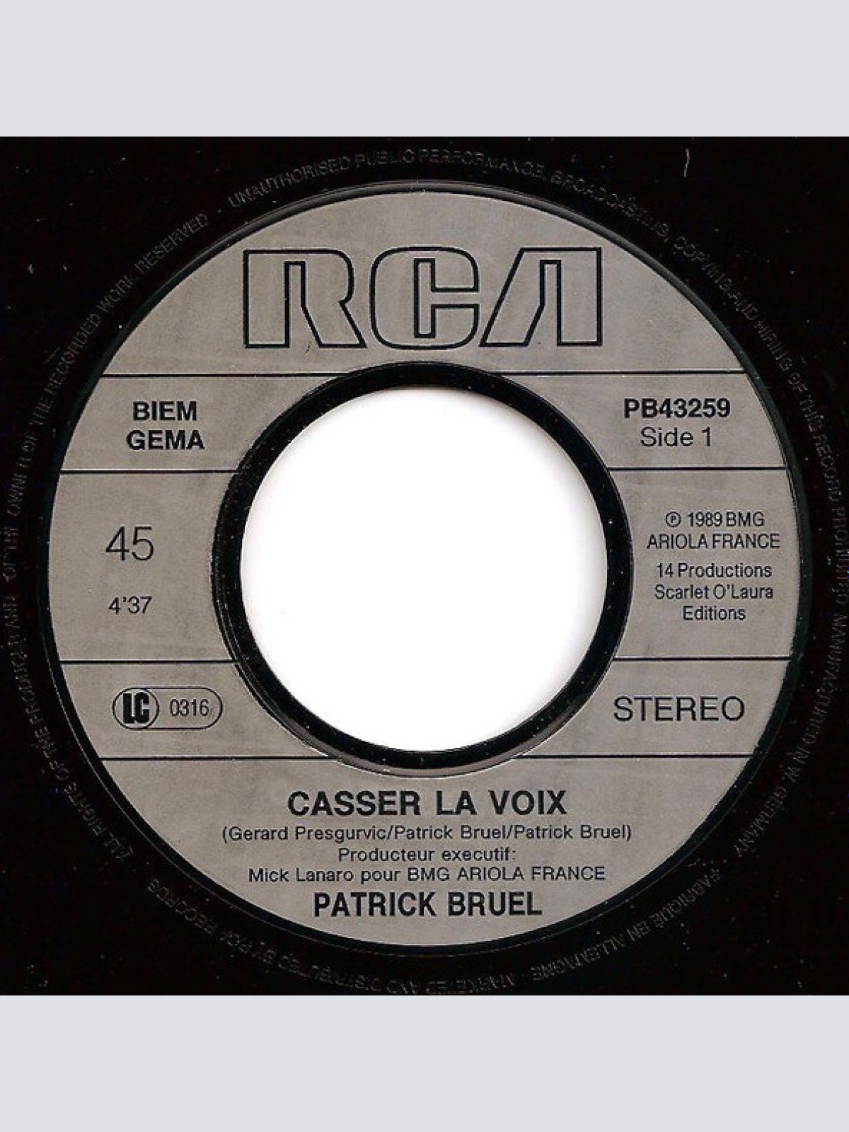 Vinyl / Patrick Bruel - Casser La Voix