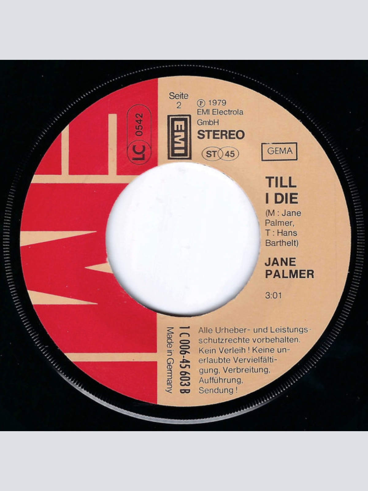 Vinyl / Jane Palmer - (Out On) Thunder Island / Till I Die