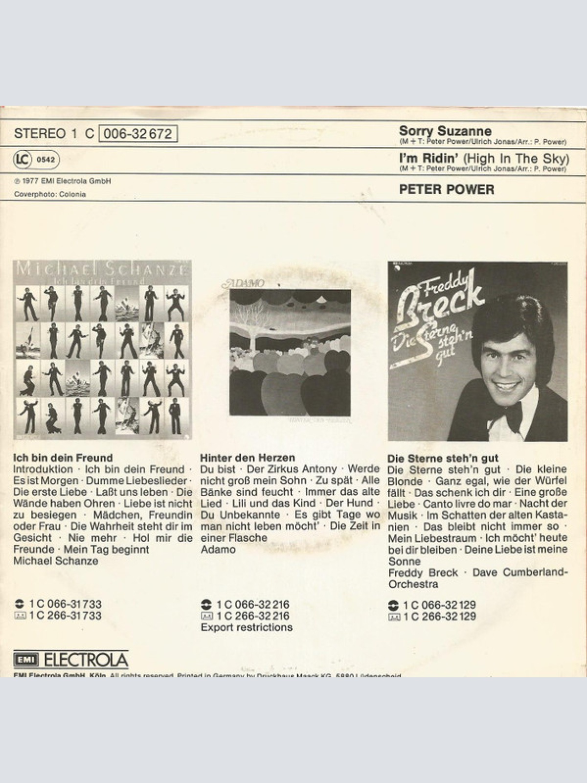 Vinyl / Peter Power - Sorry Suzanne