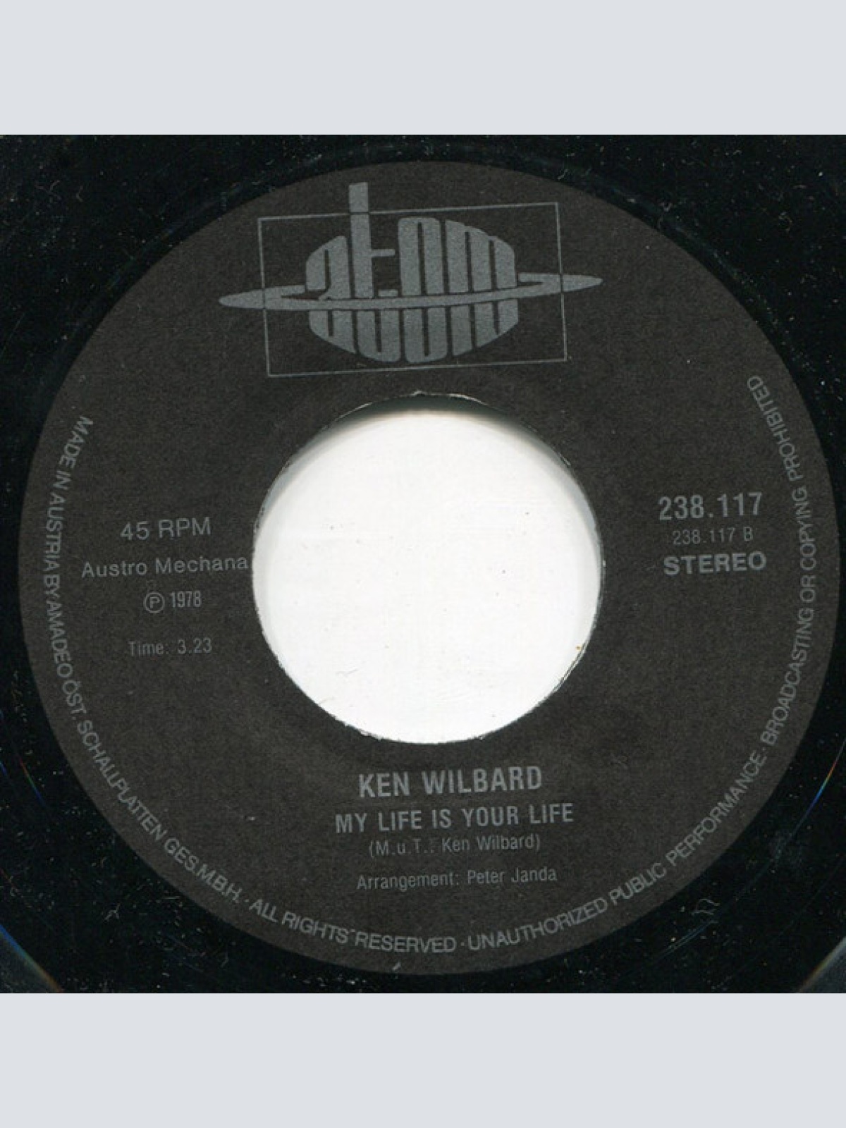 Vinyl / Ken Wilbard - Hard Headed Girl / My Life Is Your Life