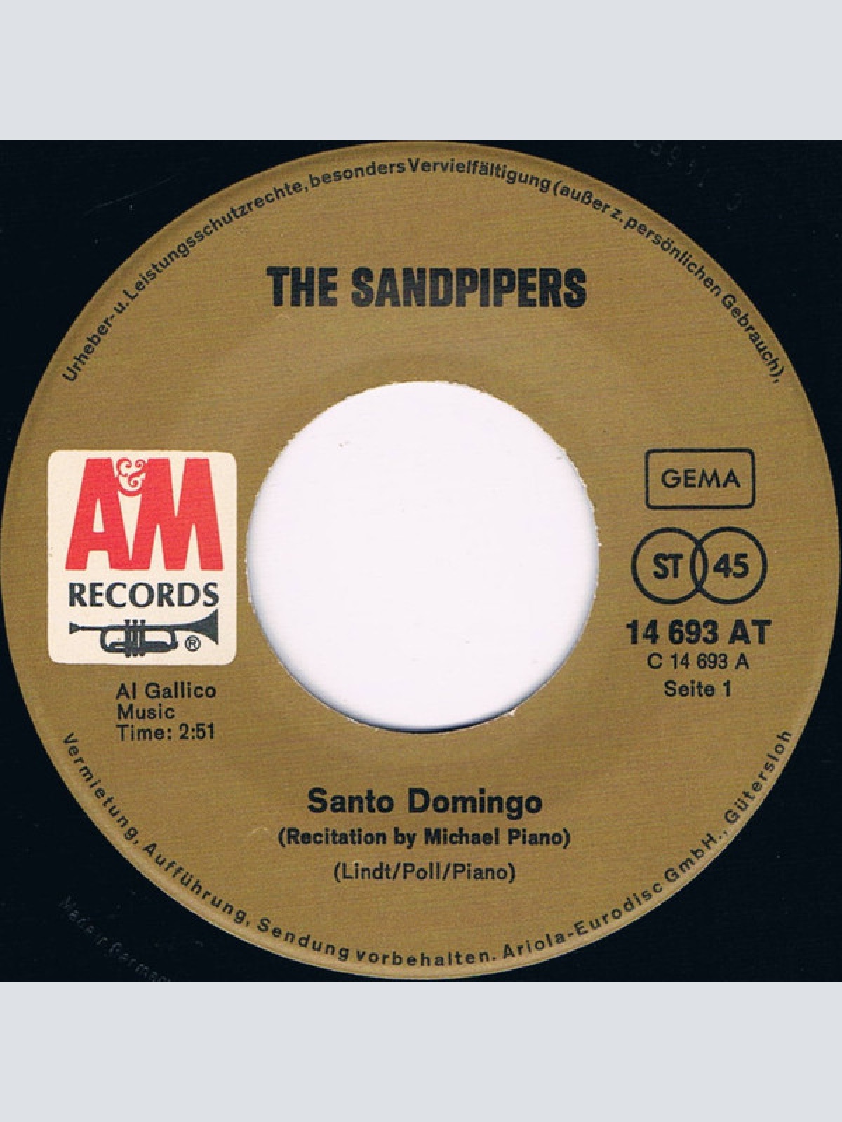 Vinyl / The Sandpipers - Santo Domingo / Beyond The Valley Of The Dolls