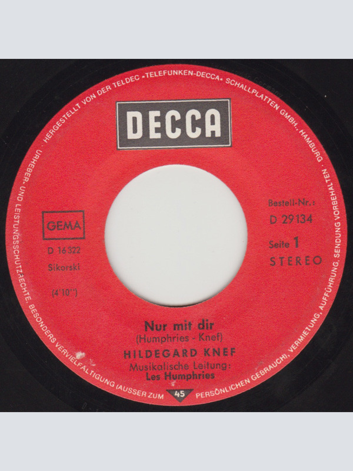 Vinyl / Hilde Knef* - Nur Mit Dir