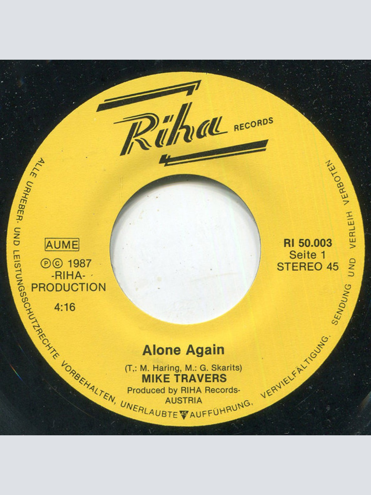 Vinyl / Mike Travers - Alone Again
