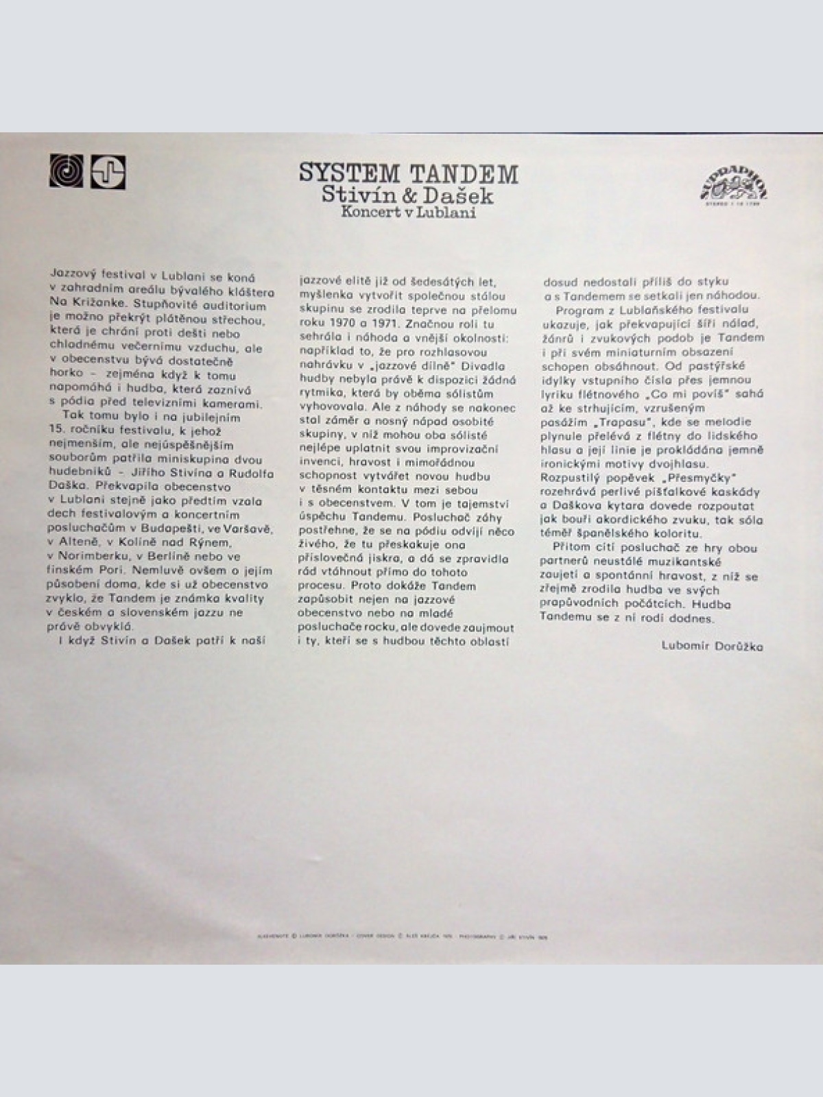 Vinyl / System Tandem Stivín & Dašek - Koncert V Lublani