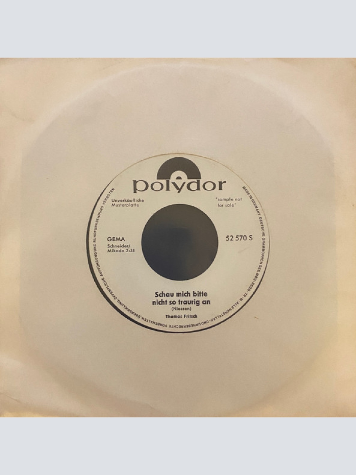 Vinyl / Thomas Fritsch - Schau Mich Bitte Nicht So Traurig An