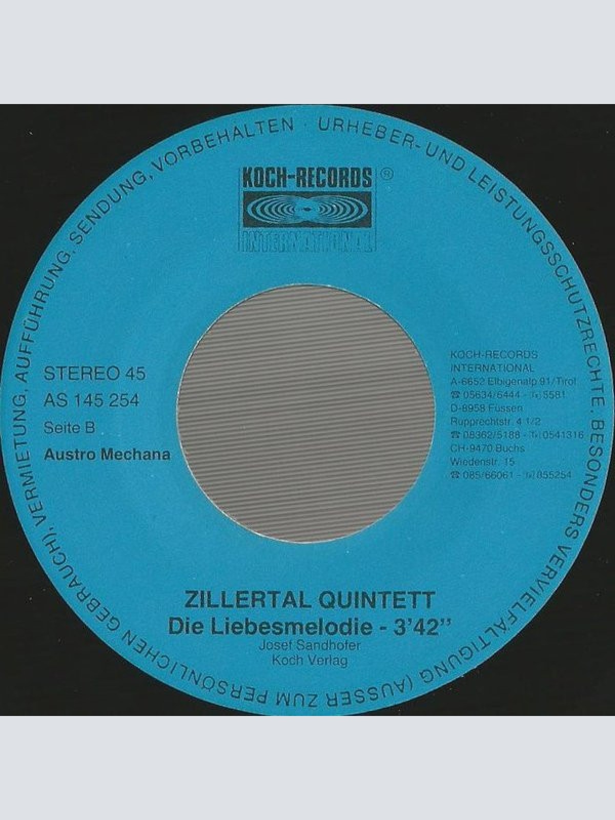 Vinyl / Zillertal Quintett - Hab Einmal Zeit Für Mich