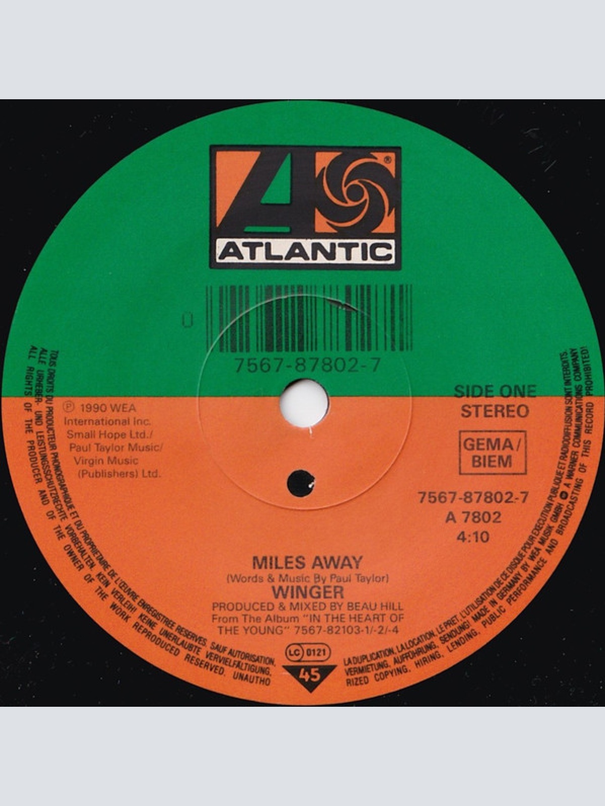 Vinyl / Winger - Miles Away