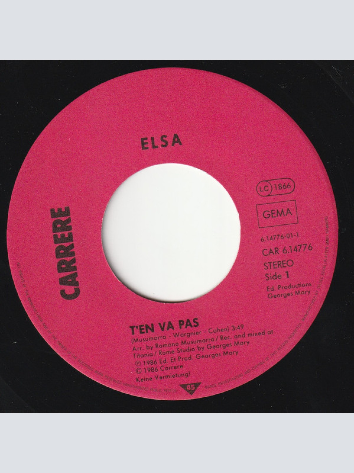 Vinyl / Elsa (2) - T'en Va Pas