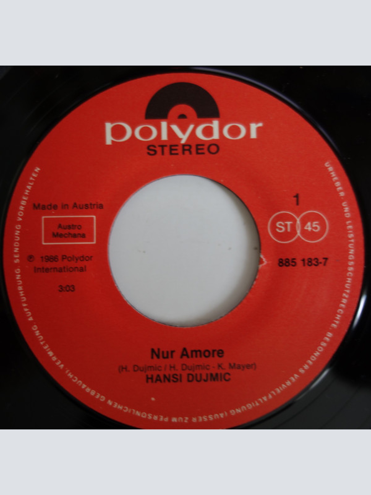 Vinyl / Hans Dujmic - Nur Amore