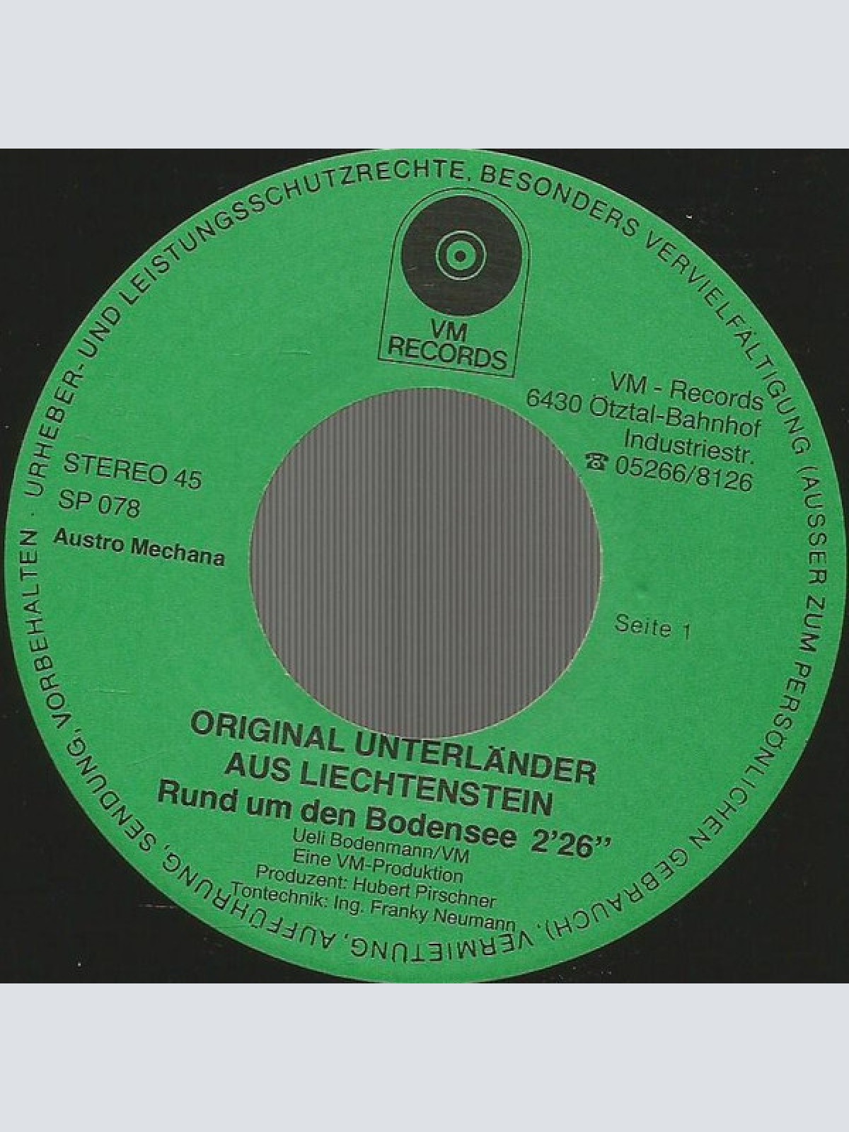 Vinyl / Orig. Unterländer Aus Liechtenstein* - Rund Um Den Bodensee