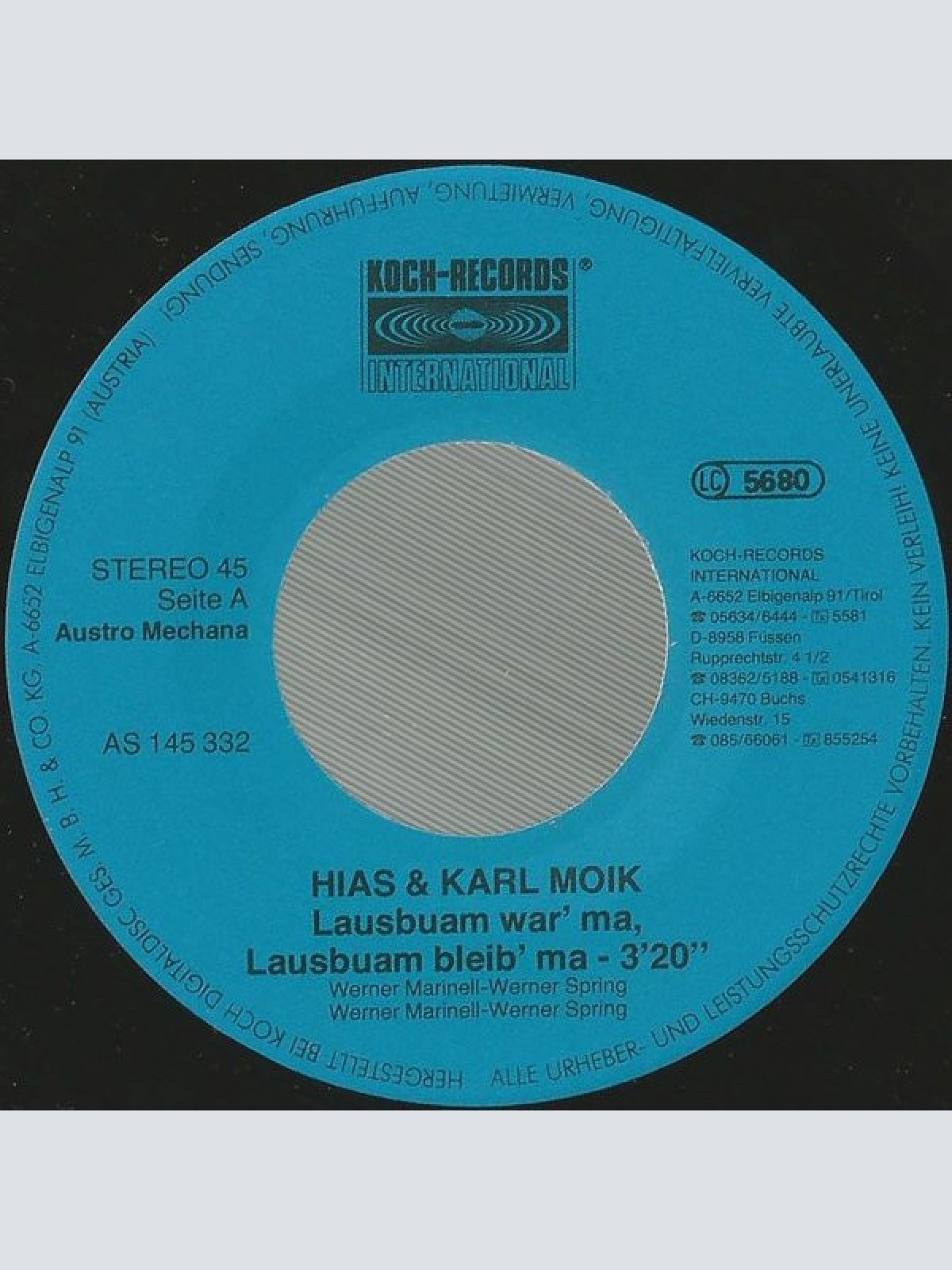 Vinyl / Hias & Karl Moik - Lausbuam San' Ma