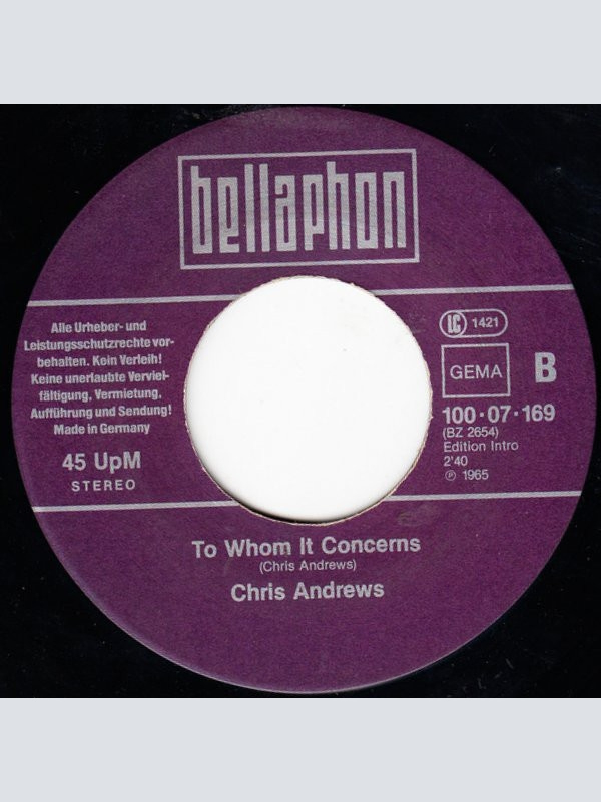 Vinyl / Chris Andrews (3) - Yesterday Man / To Whom It Concerns