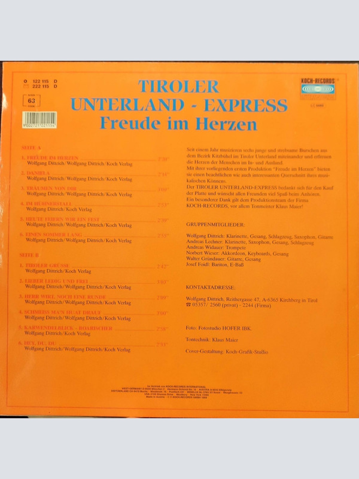 Vinyl / Tiroler Unterland Express - Freude Im Herzen