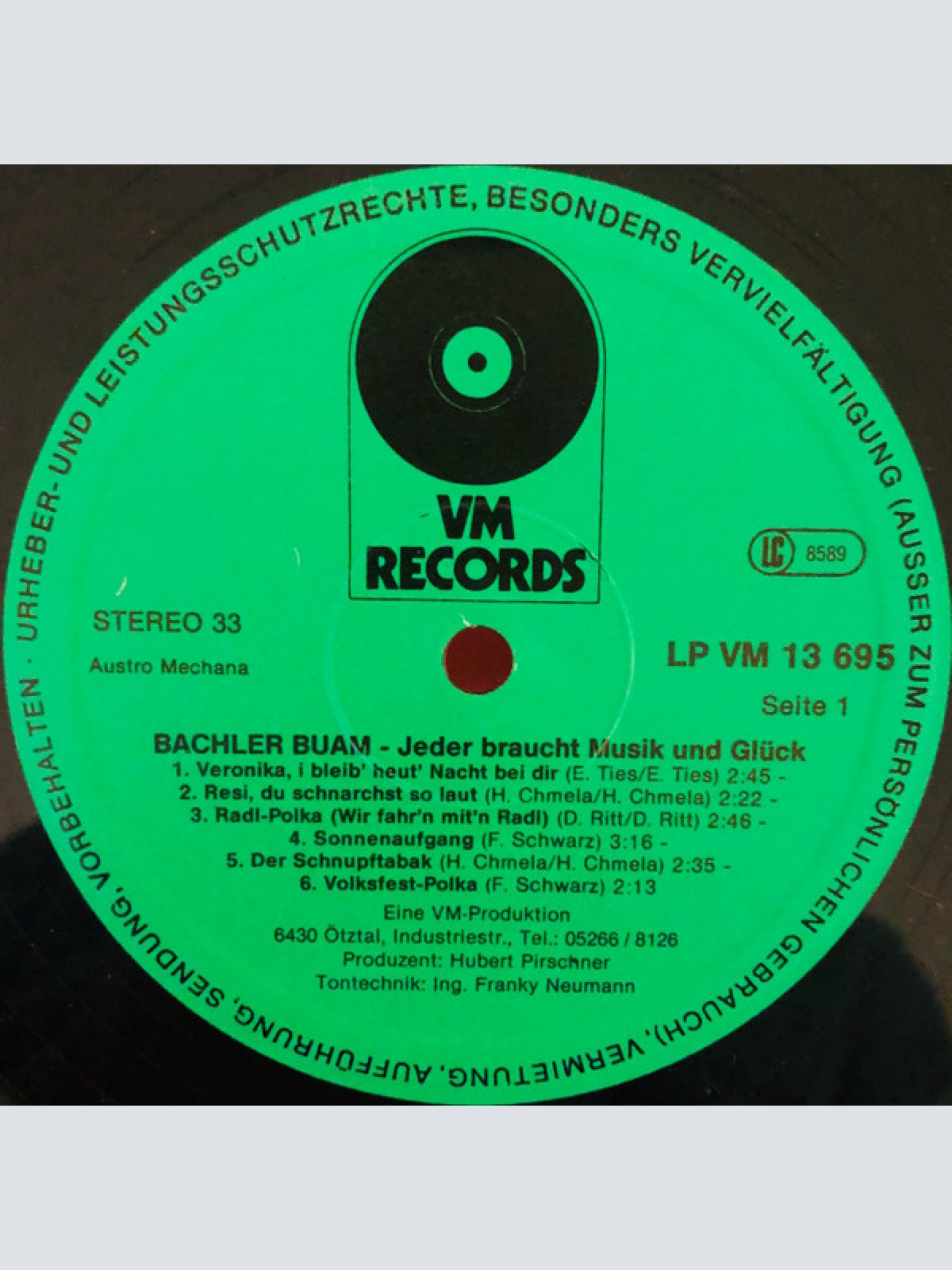 Vinyl / Bachler Buam - Jeder Braucht Musik Und Glück