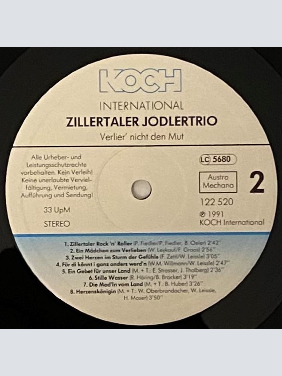 Vinyl / Zillertaler Jodlertrio - Verlier' Nicht Den Mut