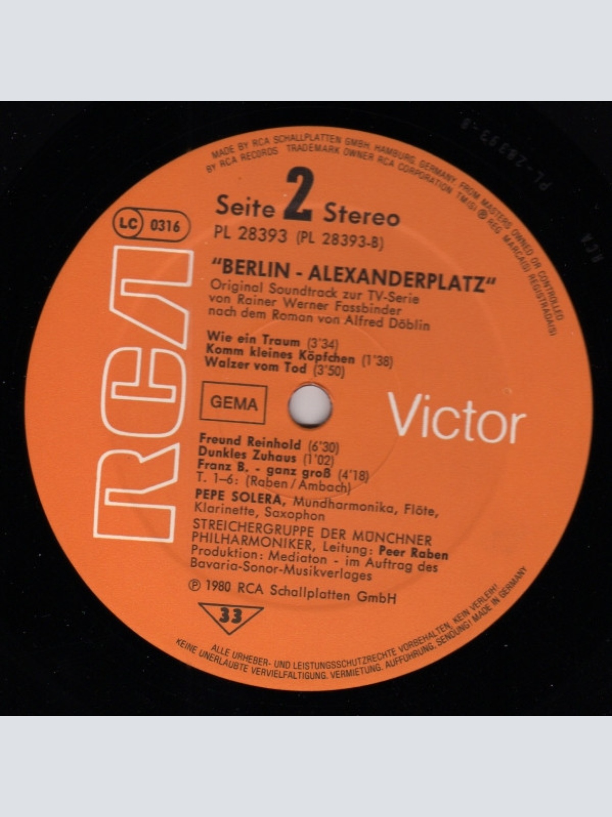 Vinyl / Peer Raben - Berlin Alexanderplatz (Original Soundtrack Zur TV-Serie Von Rainer Werner Fassbinder)