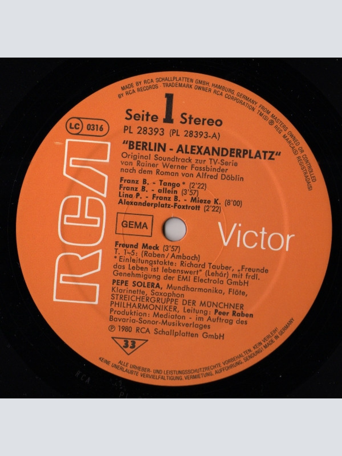 Vinyl / Peer Raben - Berlin Alexanderplatz (Original Soundtrack Zur TV-Serie Von Rainer Werner Fassbinder)