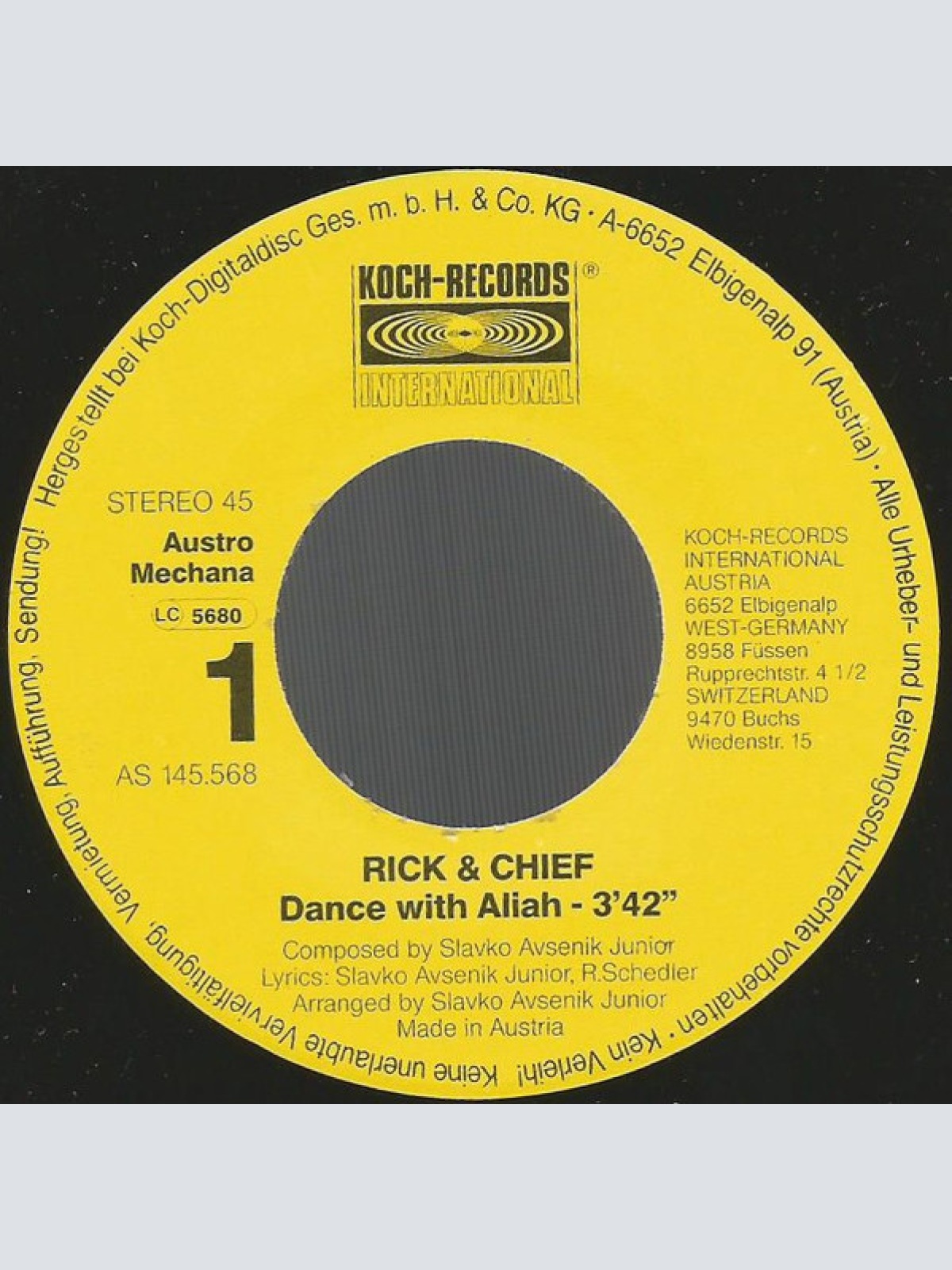 Vinyl / Rick & Chief - Dance With Aliah