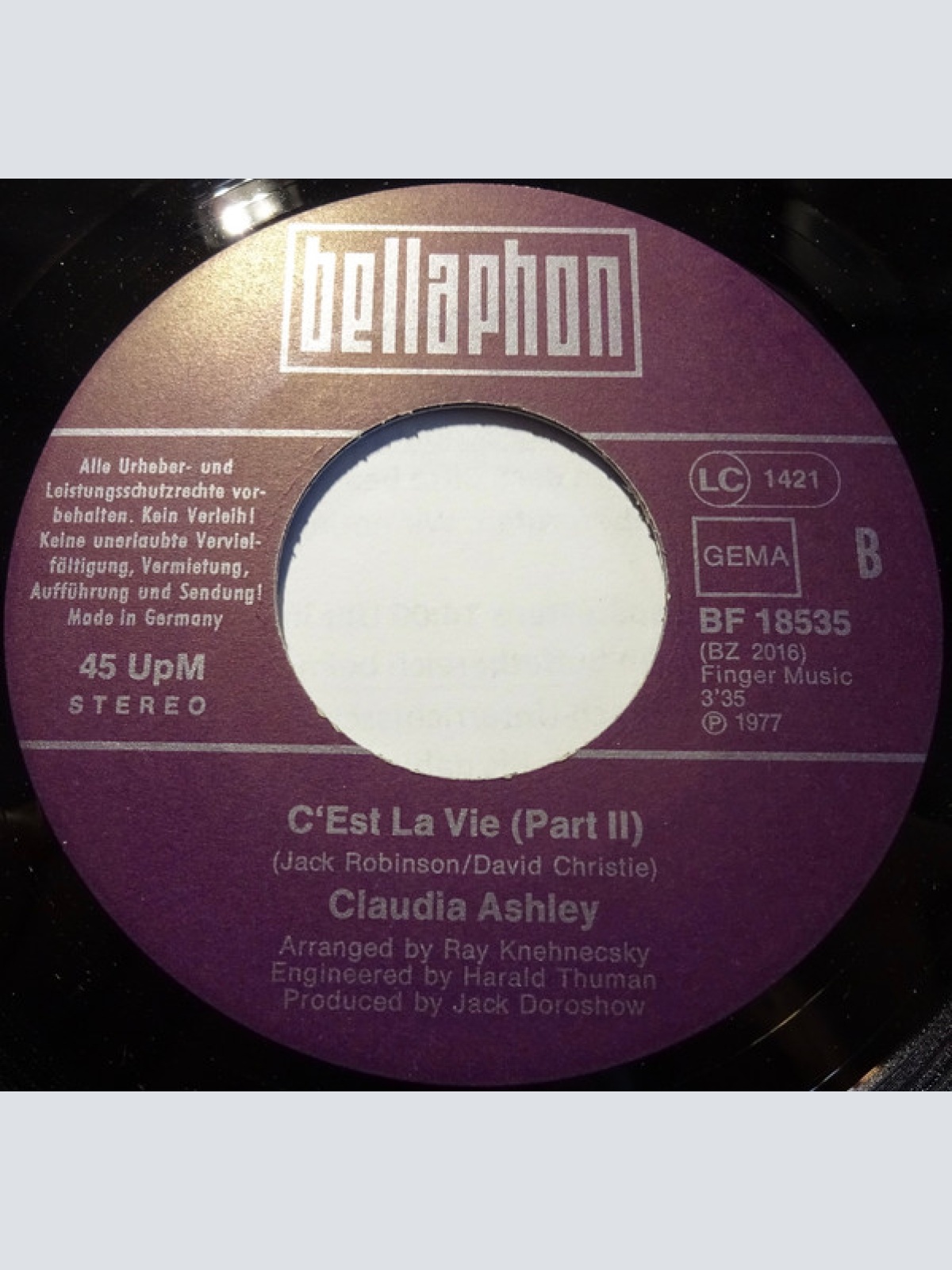 Vinyl / Claudia Ashley - C'Est La Vie