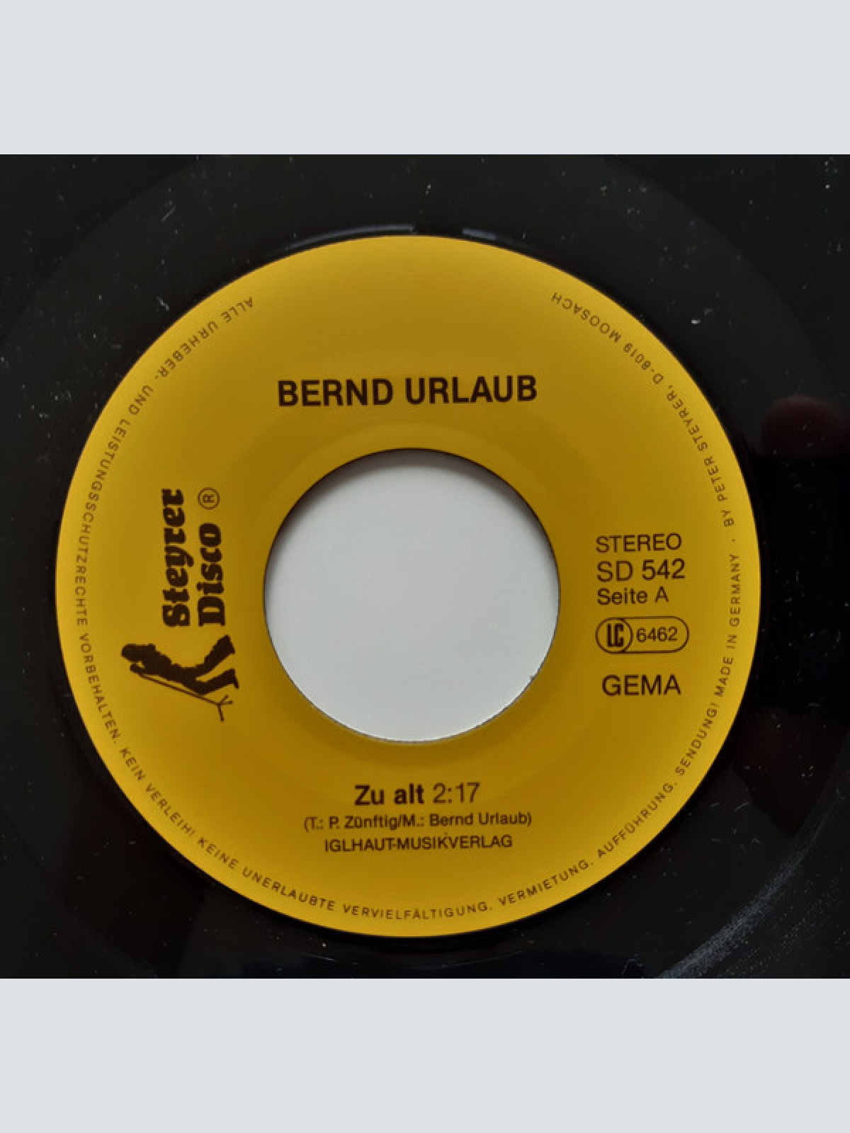 Vinyl / Bernd Urlaub - Zu Alt