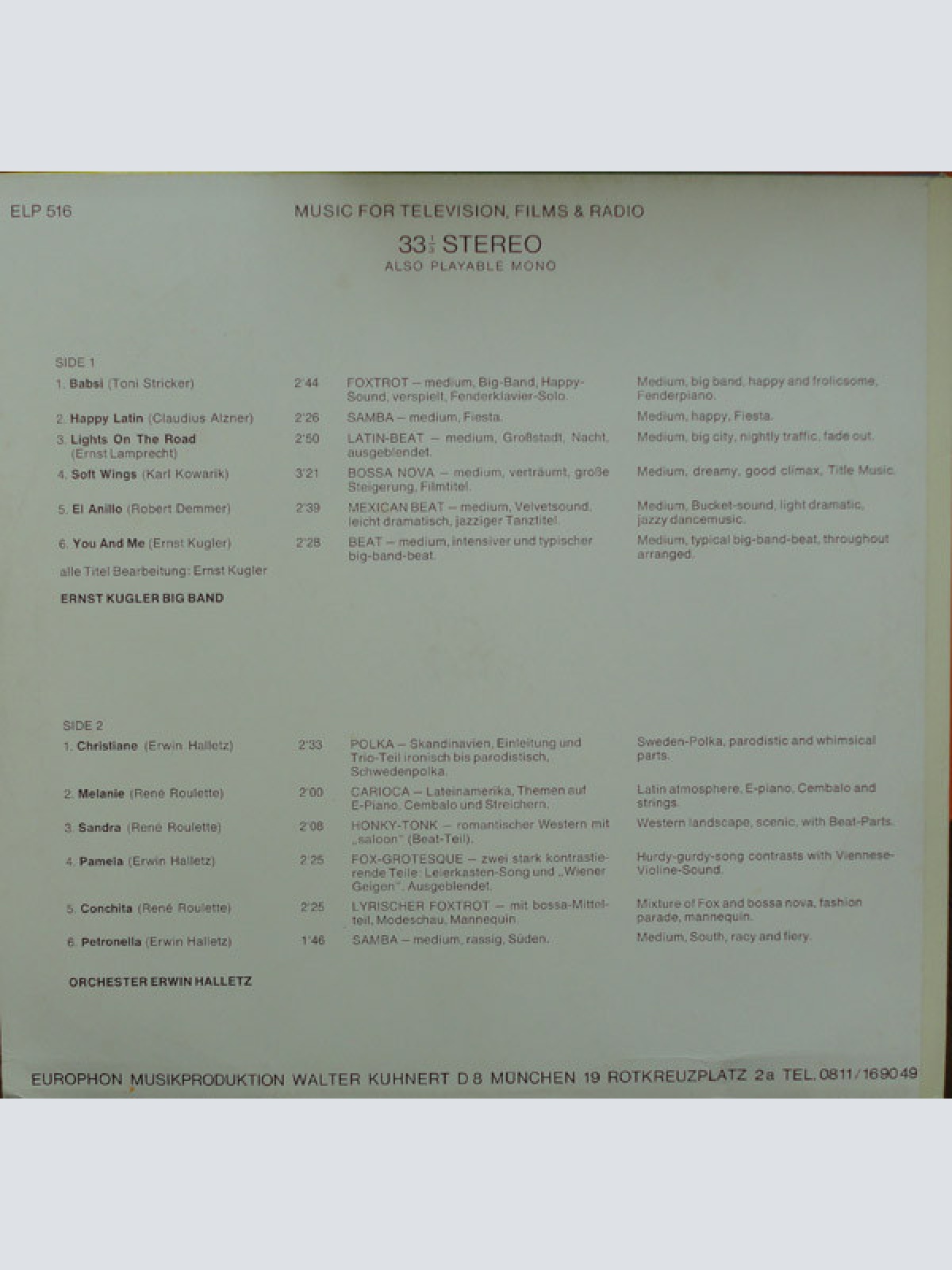 Vinyl / Ernst Kugler Big Band / Orchester Erwin Halletz - Ernst Kugler Big Band / Orchester Erwin Halletz