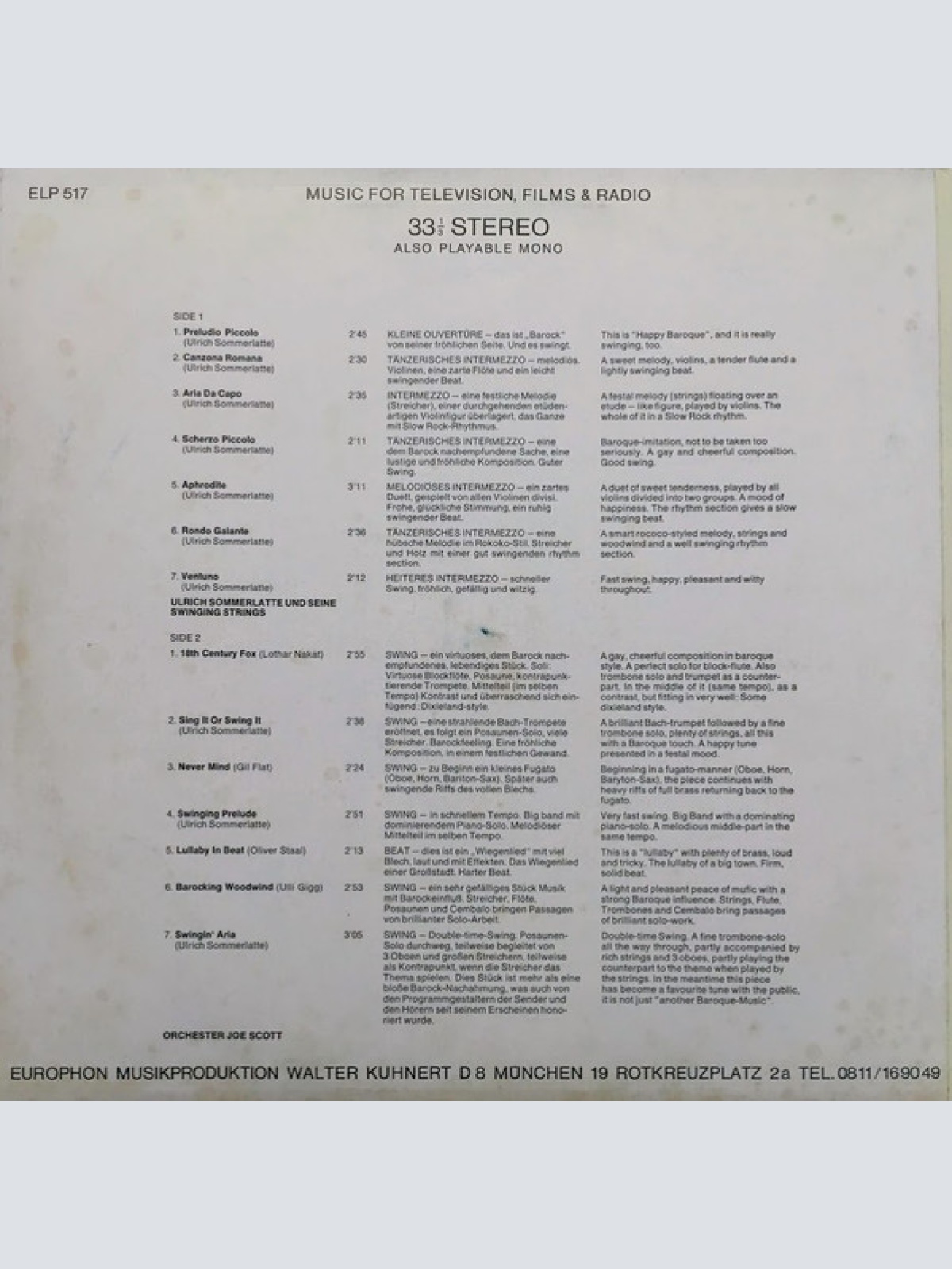 Vinyl / Ulrich Sommerlatte Und Seine Swinging Strings*, Orchester Joe Scott - Orchester Ulrich Sommerlatte Und Seine Swinging Strings / Orchester Joe Scott