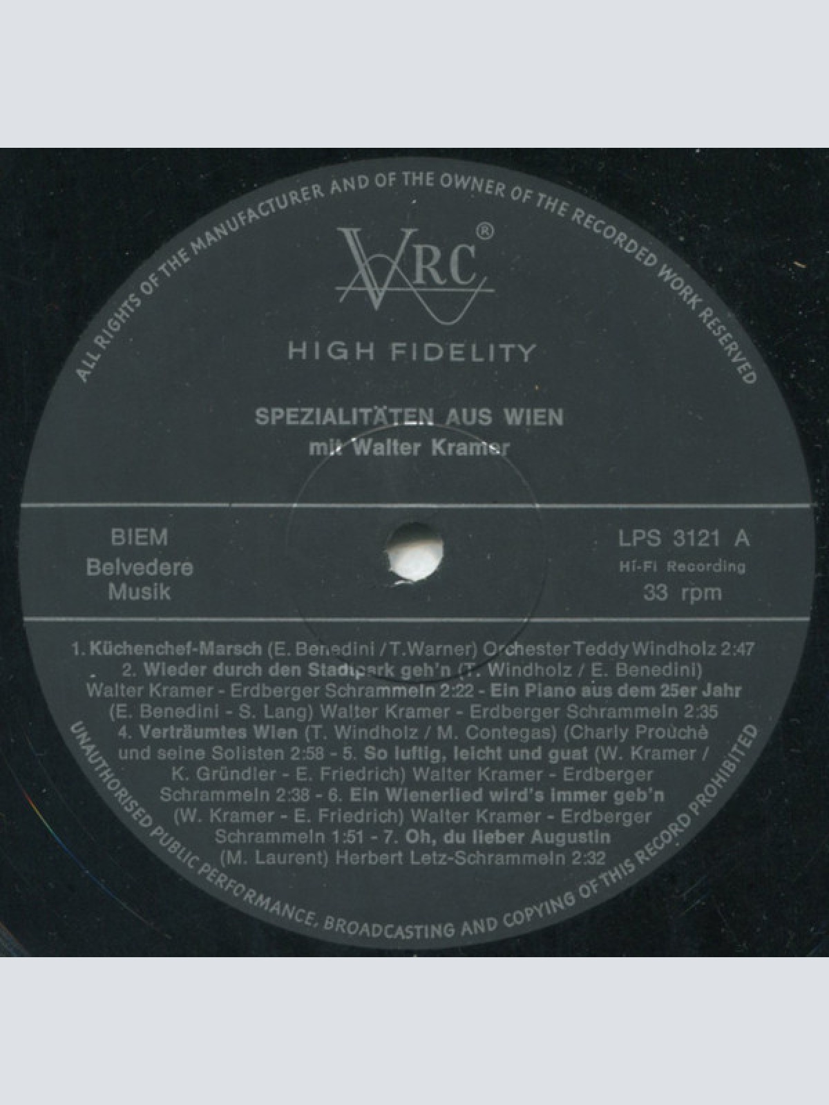 Vinyl / Walter Kramer (3) - Spezialitäten Aus Wien - Ein Musikalischer Spaziergang Mit Walter Kramer