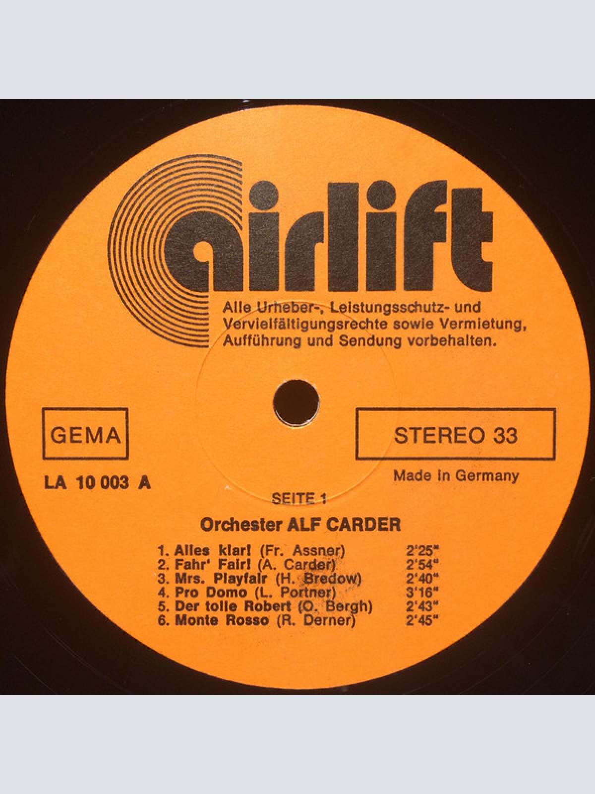 Vinyl / Orchester Alf Carder / Orchester Raimund Kopp - Orchester Alf Carder / Orchester Raimund Kopp