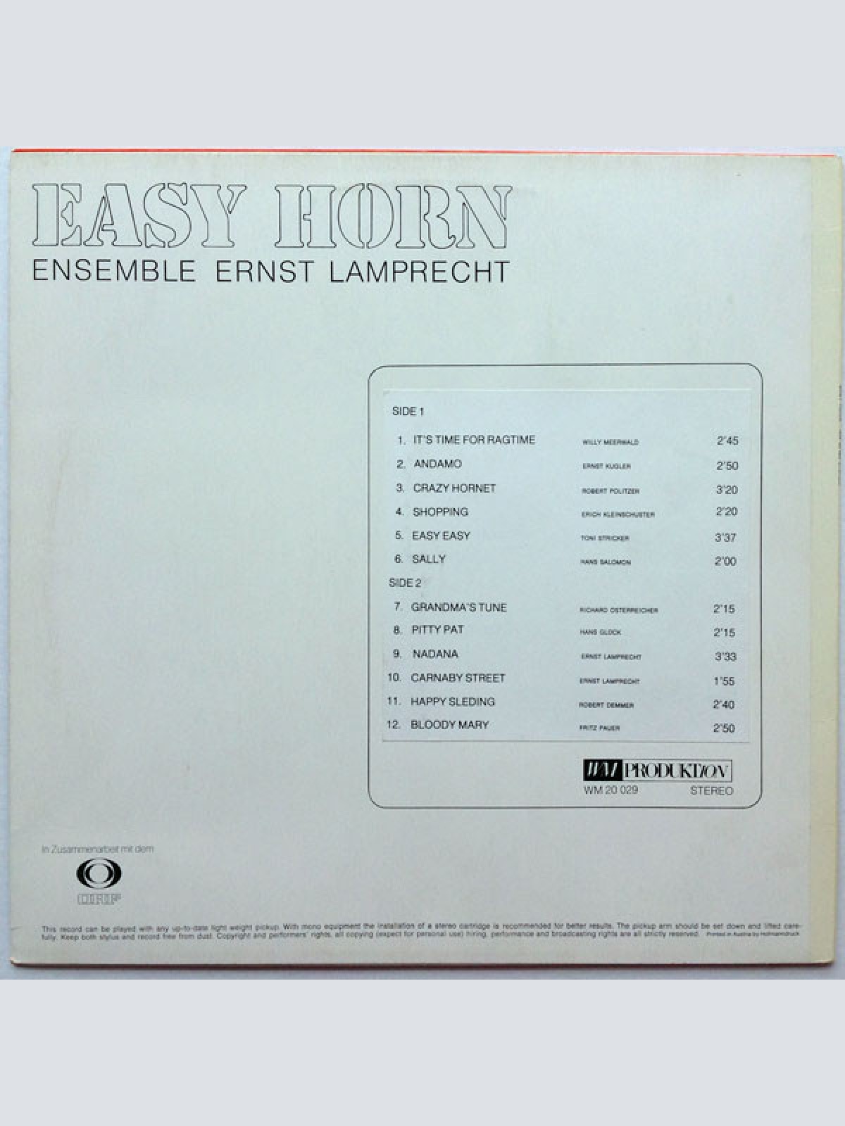 Vinyl / Ensemble Ernst Lamprecht - Easy Horn