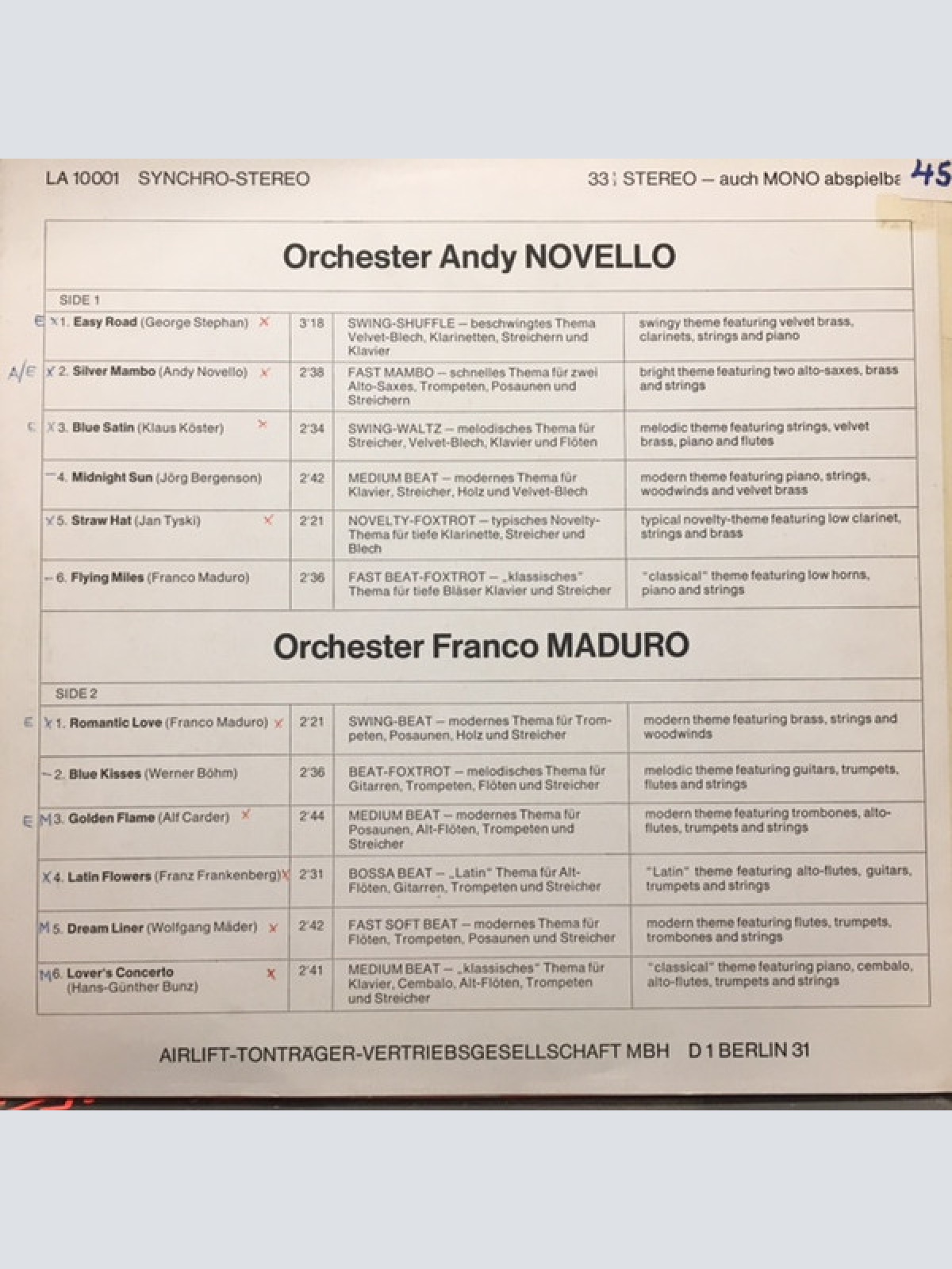 Vinyl / Orchester Andy Novello / Orchester Franco Maduro - Andy Novello - Franco Maduro