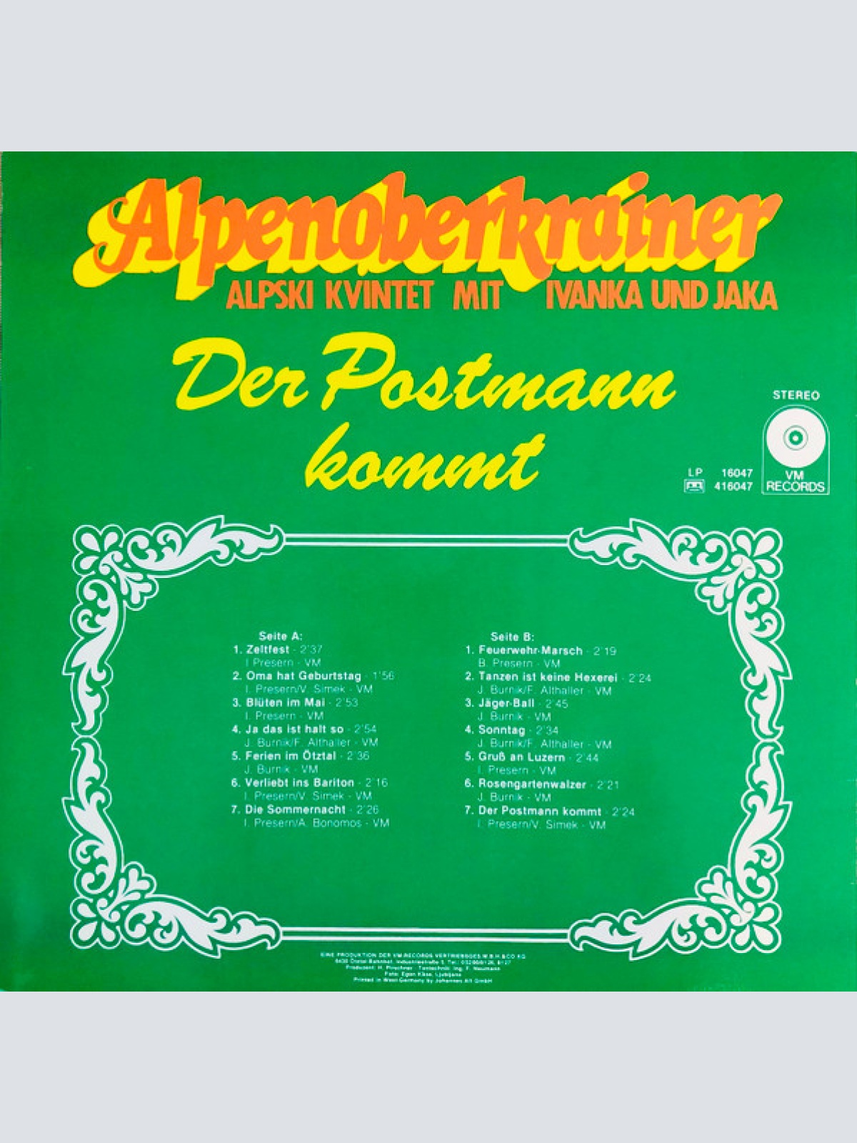 Vinyl / Alpenoberkrainer - Der Postmann Kommt