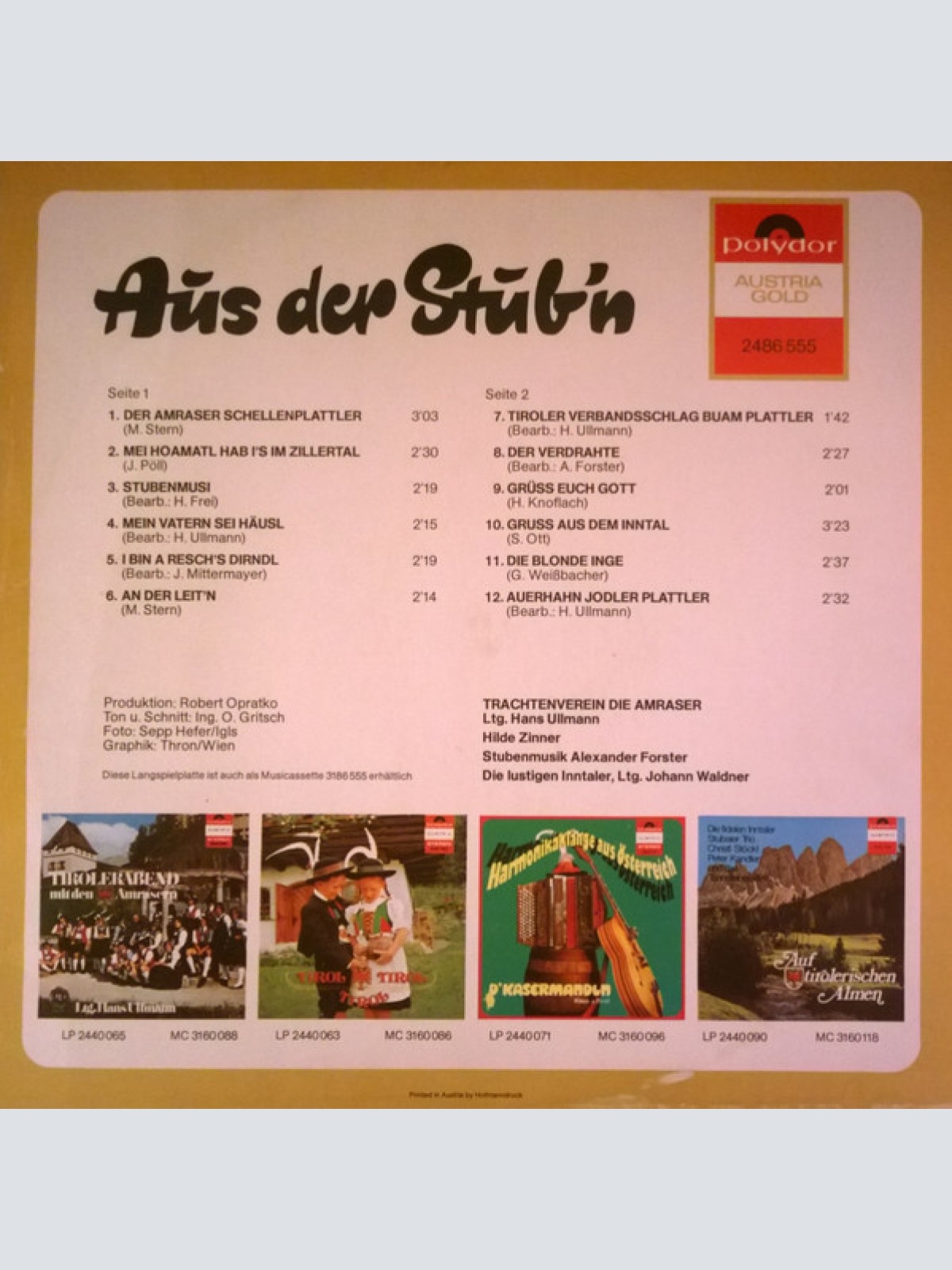 Vinyl / Die Amraser Schuhplattler, Hans Ullmann - Aüs Der Stüb'n