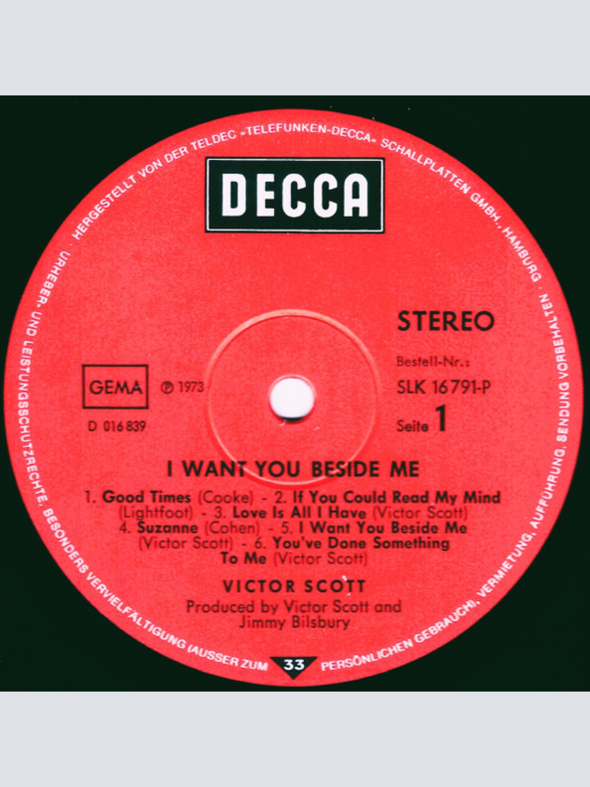 Vinyl / Victor Scott - I Want You Beside Me