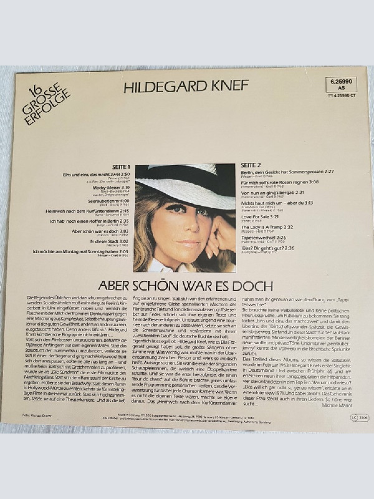 Vinyl / Hildegard Knef - Aber Schön War Es Doch - 16 Grosse Erfolge