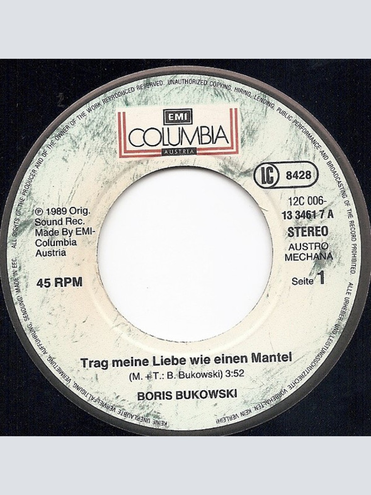 Vinyl / Boris Bukowski - Trag Meine Liebe Wie Einen Mantel