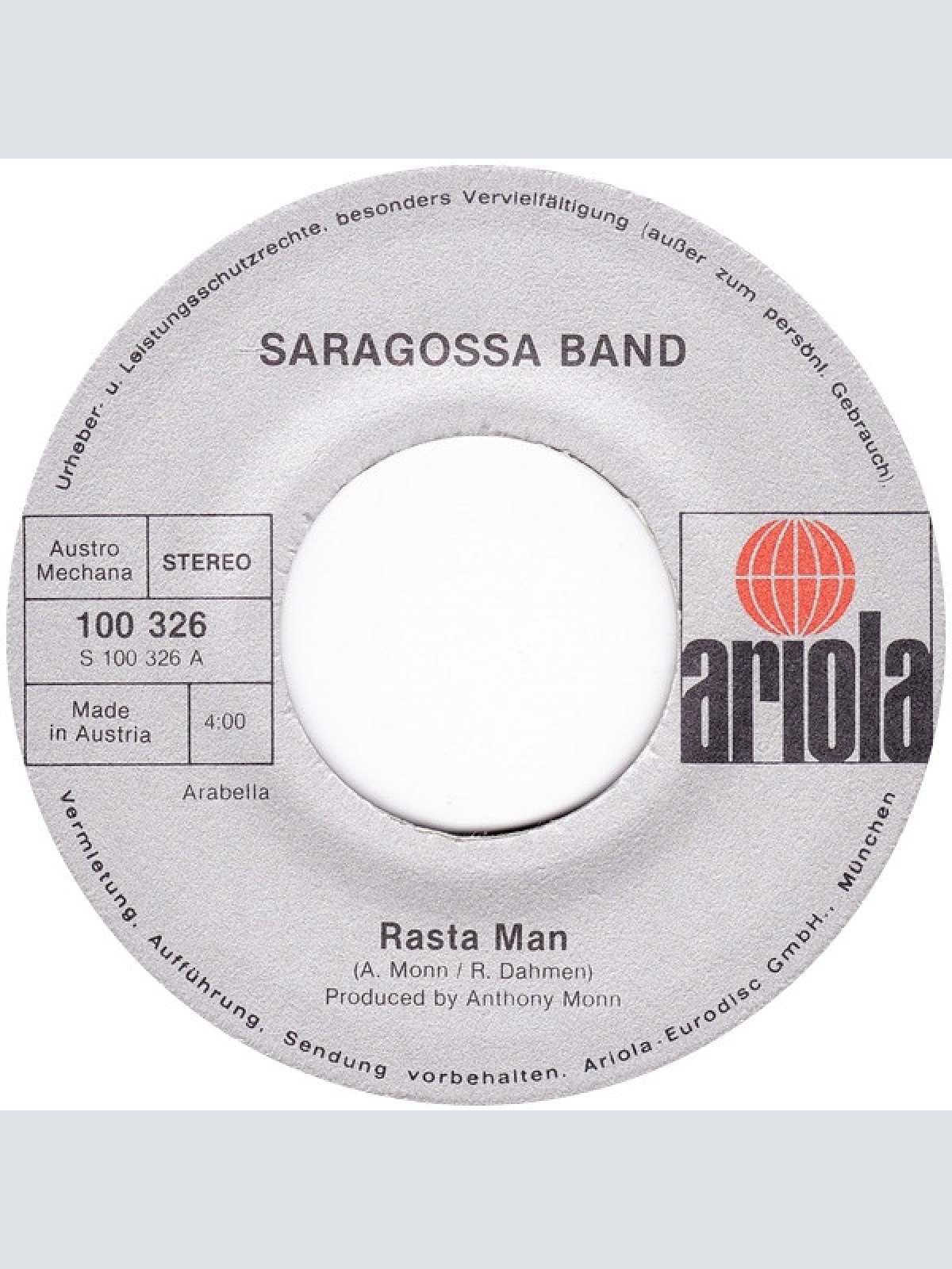 Vinyl / Saragossa Band - Rasta Man