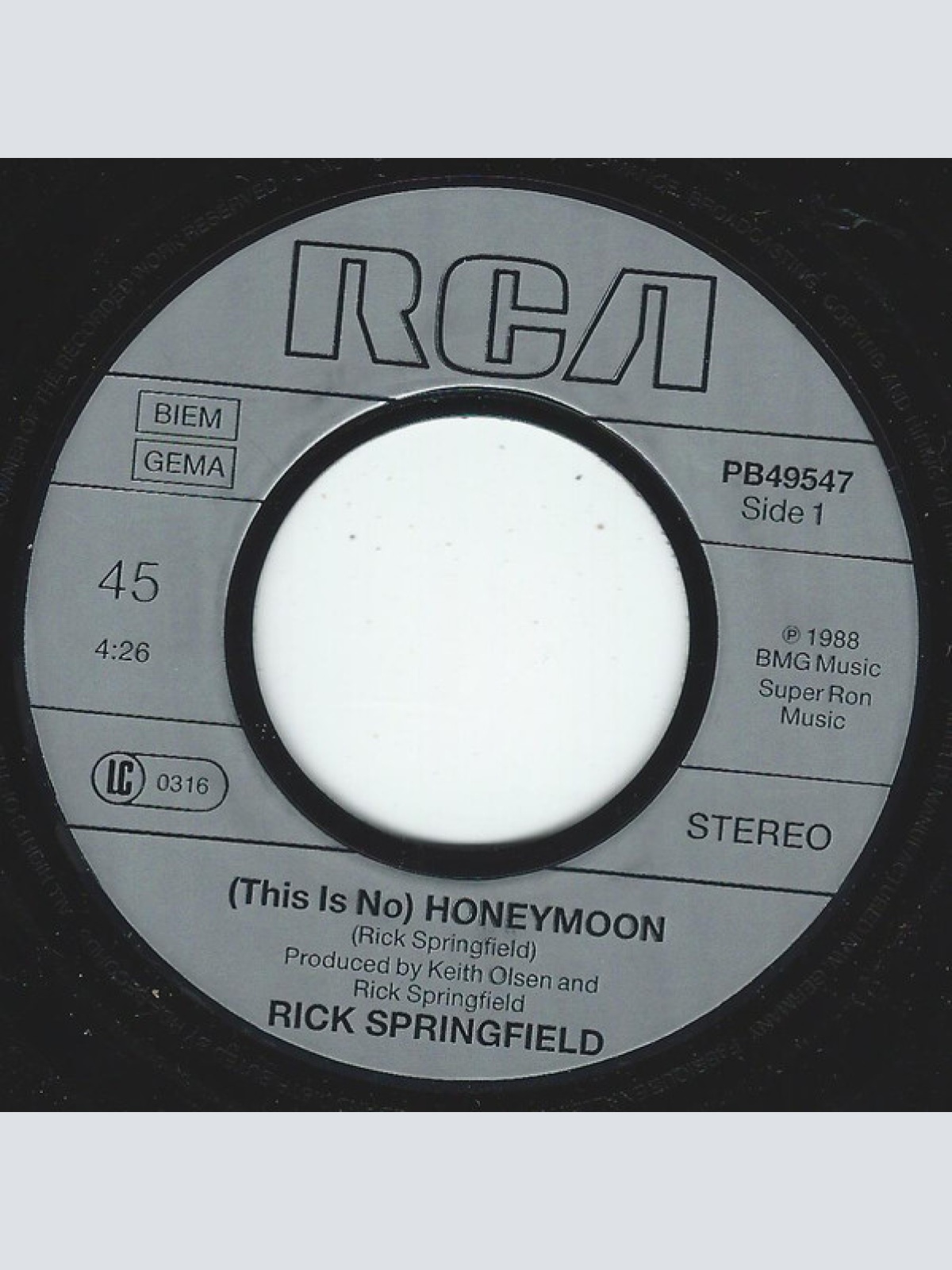 Vinyl / Rick Springfield - (This Is No) Honeymoon