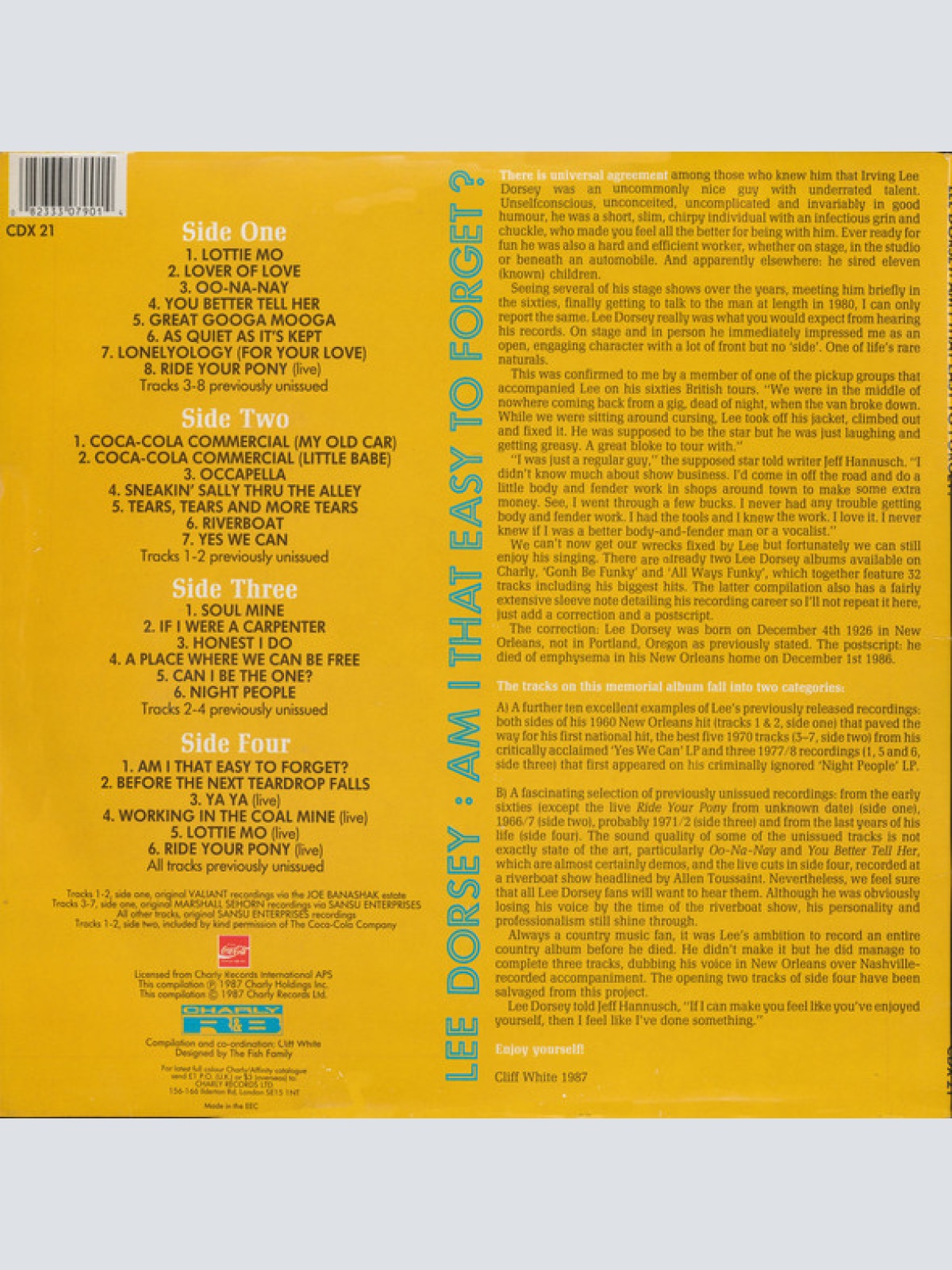 Vinyl / Lee Dorsey - Am I That Easy To Forget?