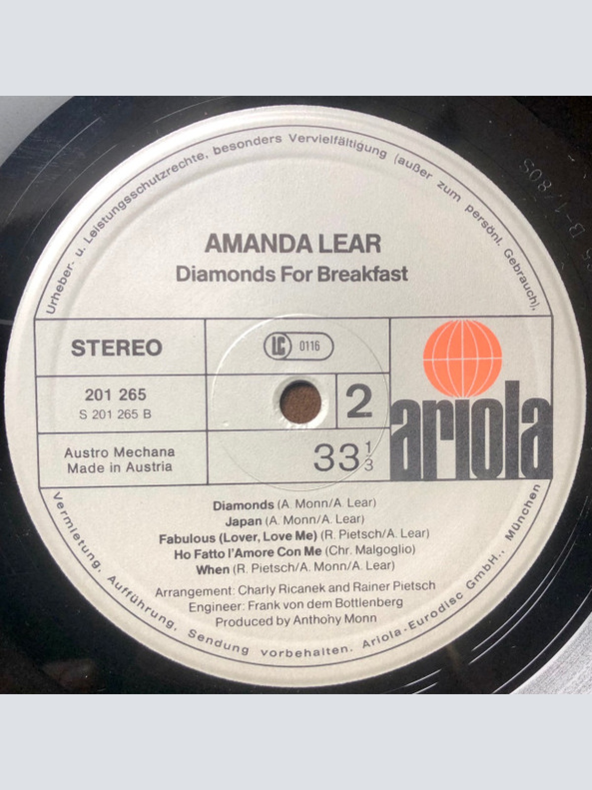 Vinyl / Amanda Lear - Diamonds For Breakfast