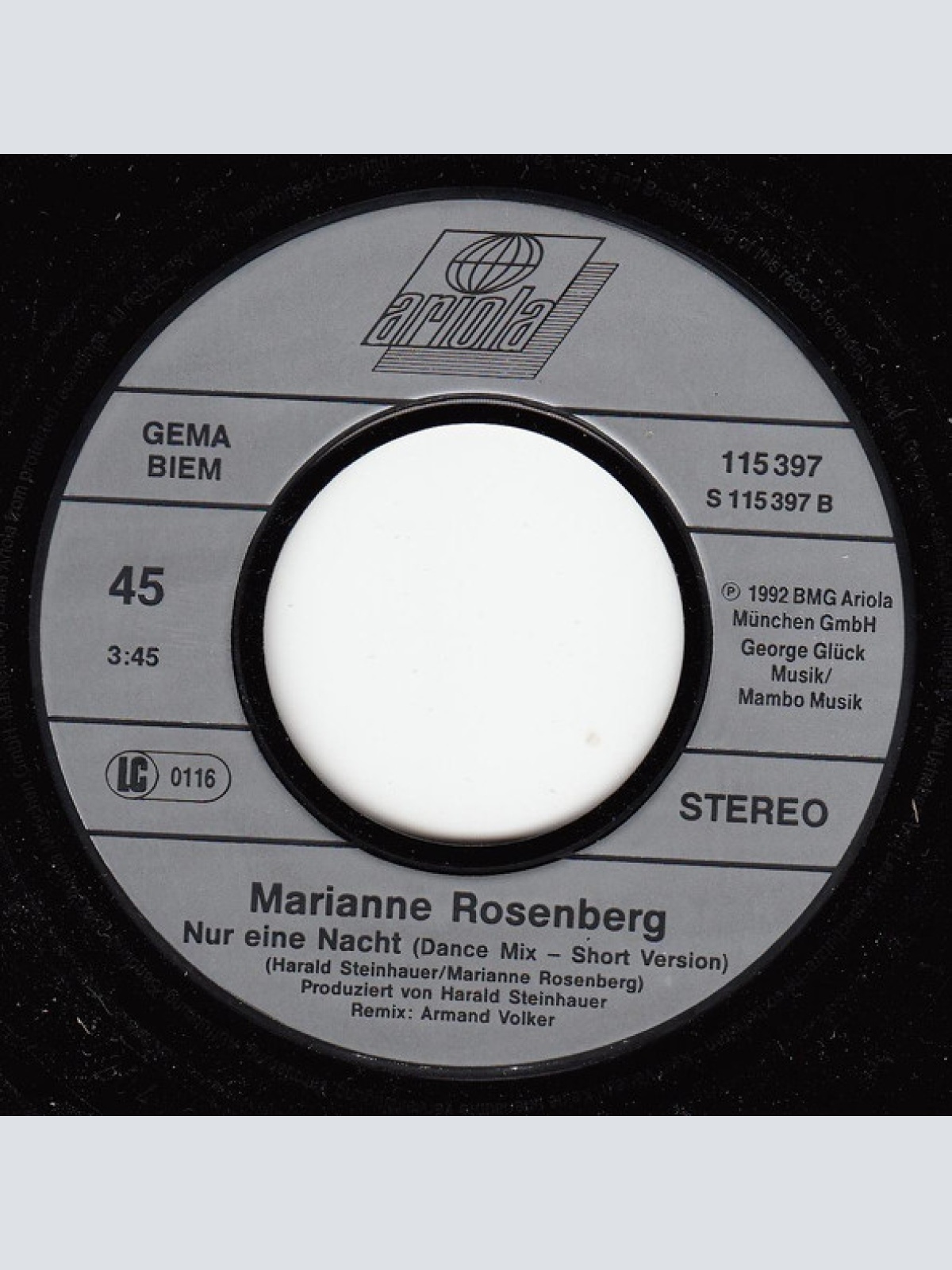 Vinyl / Marianne Rosenberg - Nur Eine Nacht