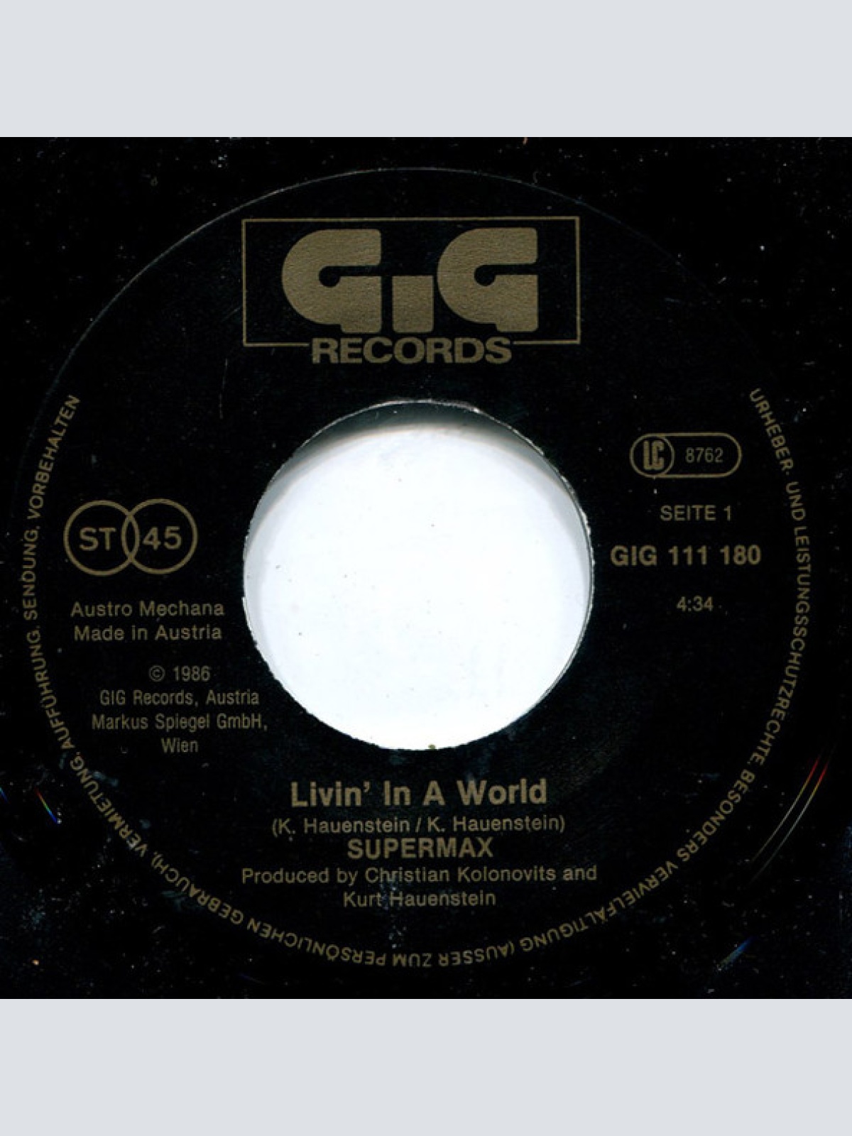 Vinyl / Supermax - Living In Another World