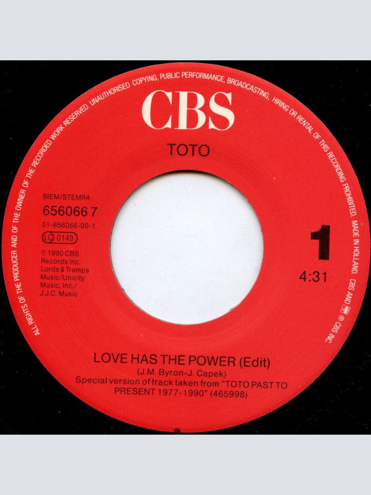 Vinyl / Toto - Love Has The Power