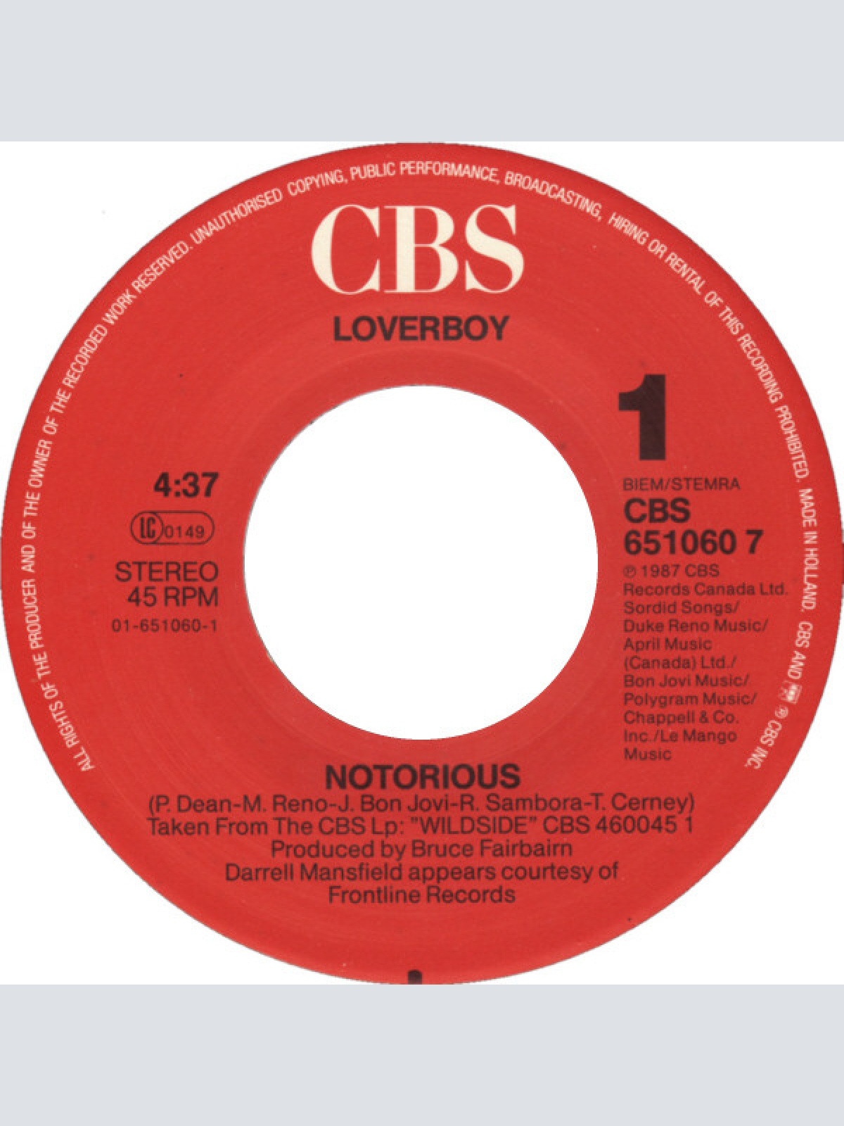 Vinyl / Loverboy - Notorious