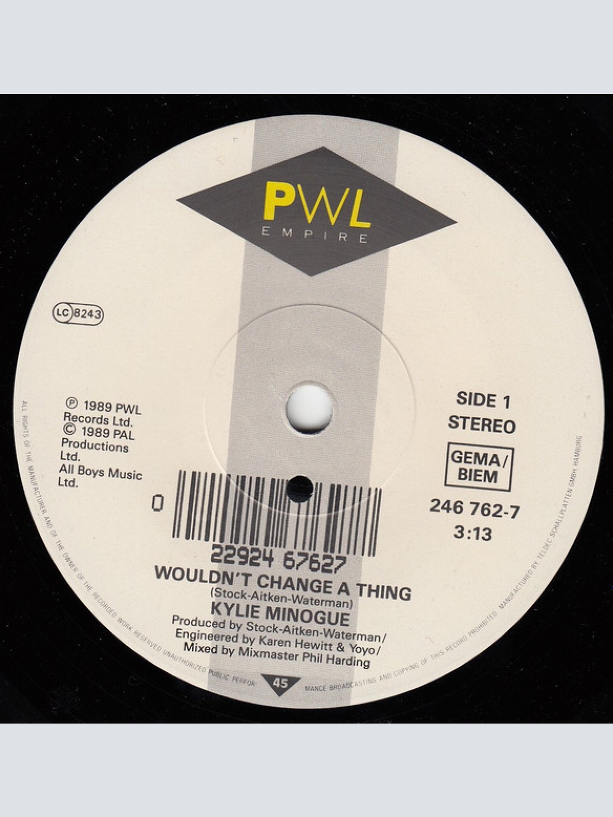 Vinyl / Kylie* - Wouldn't Change A Thing