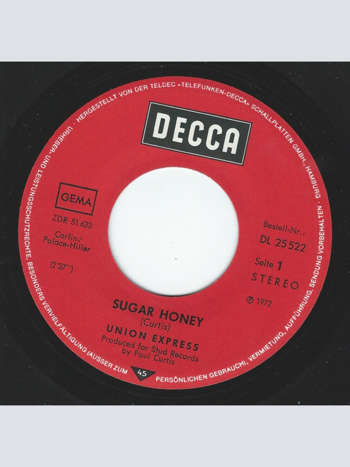 Vinyl / Union Express - Sugar Honey